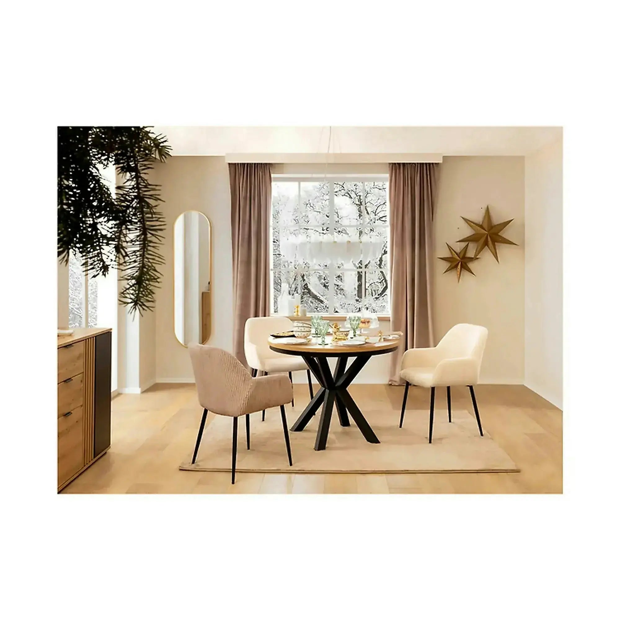 Masa extensibila ELAND, stejar/negru, PAL laminat/metal, 100/200x100x76 cm