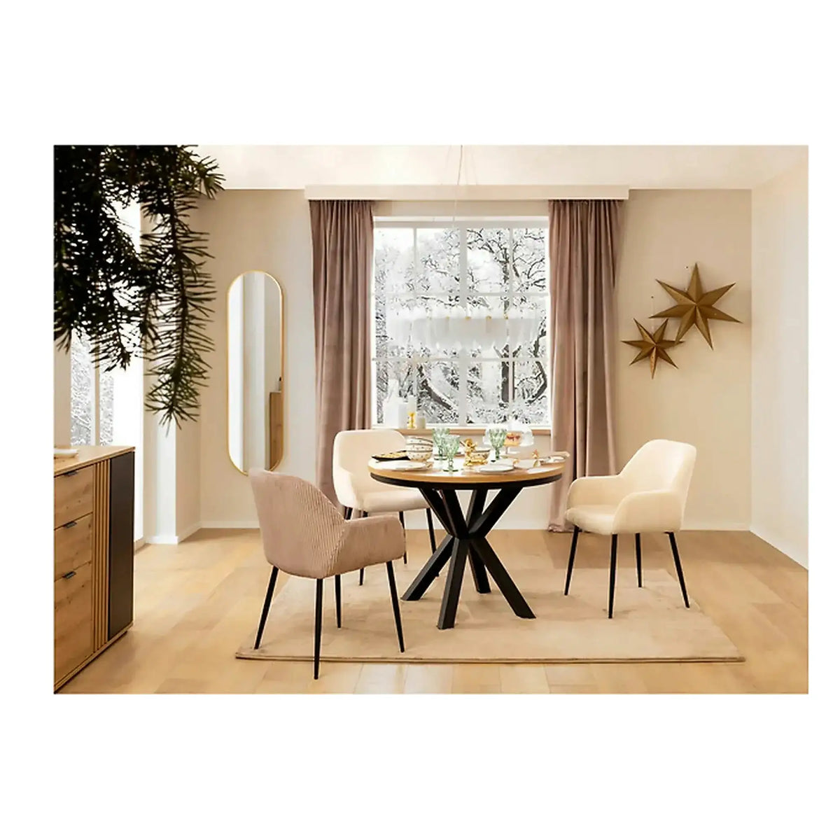 Masa extensibila ELAND, stejar wotan/negru, PAL laminat/metal, 100/200x100x76 cm