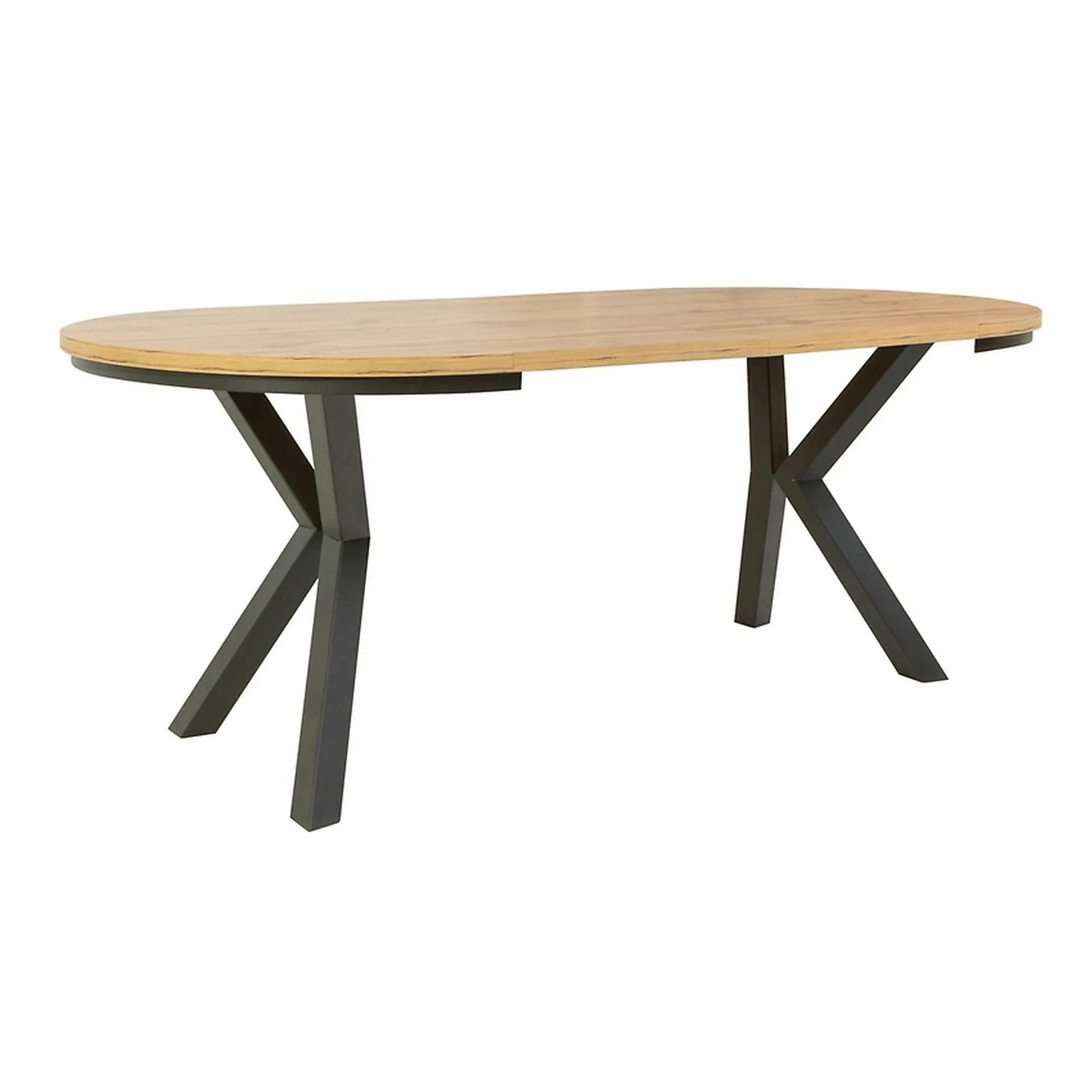 Masa extensibila ELAND, stejar wotan/negru, PAL laminat/metal, 100/200x100x76 cm