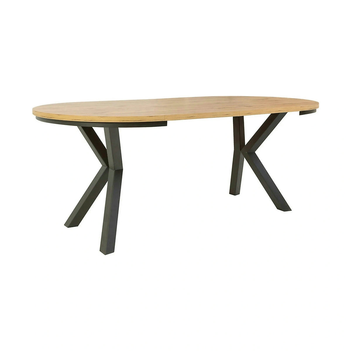 Masa extensibila ELAND, stejar wotan/negru, PAL laminat/metal, 100/200x100x76 cm