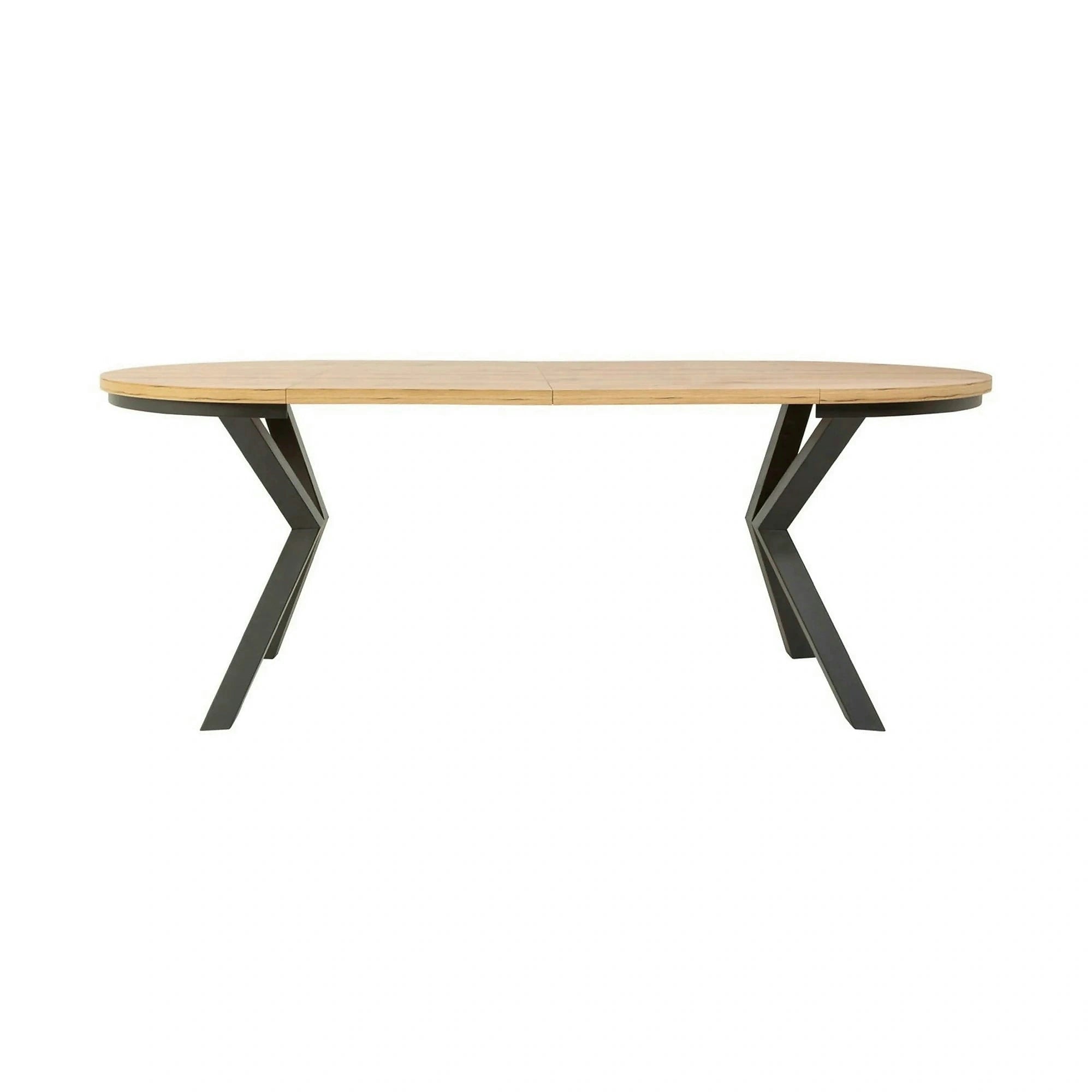 Masa extensibila ELAND, stejar wotan/negru, PAL laminat/metal, 100/200x100x76 cm