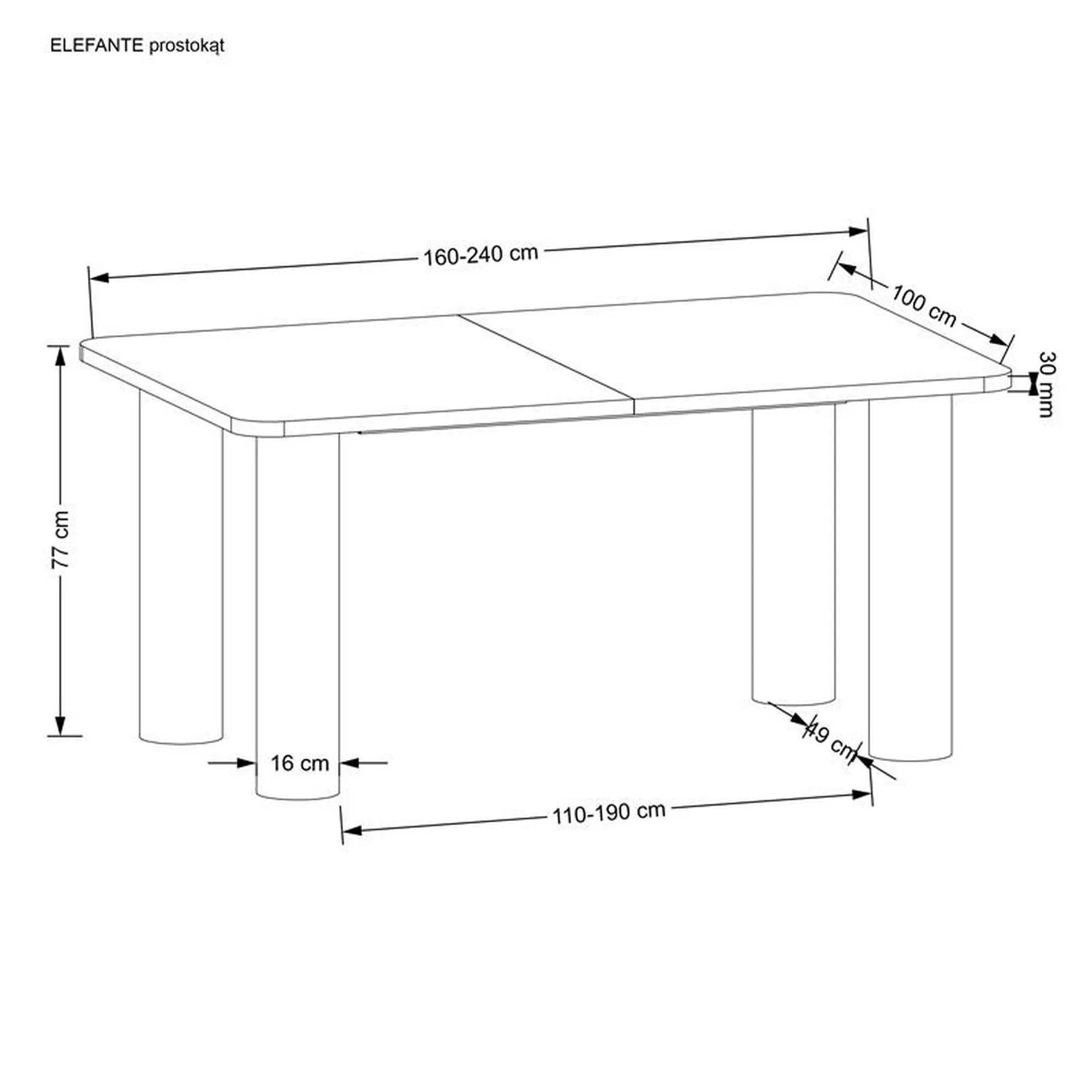 Masa extensibila ELEFANTE, stejar, 160/240x100x77 cm