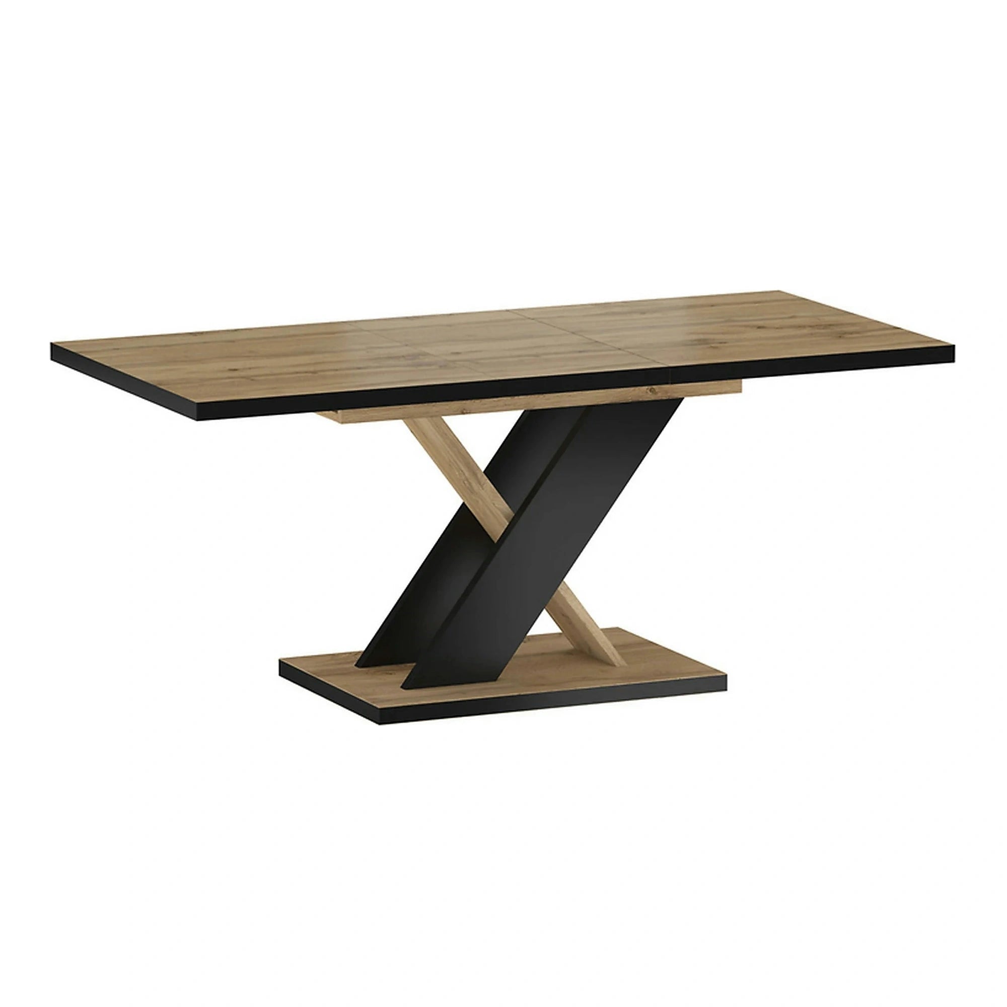Masa extensibila ERYK, stejar artisan/negru, PAL laminat, 138/178x85x76 cm