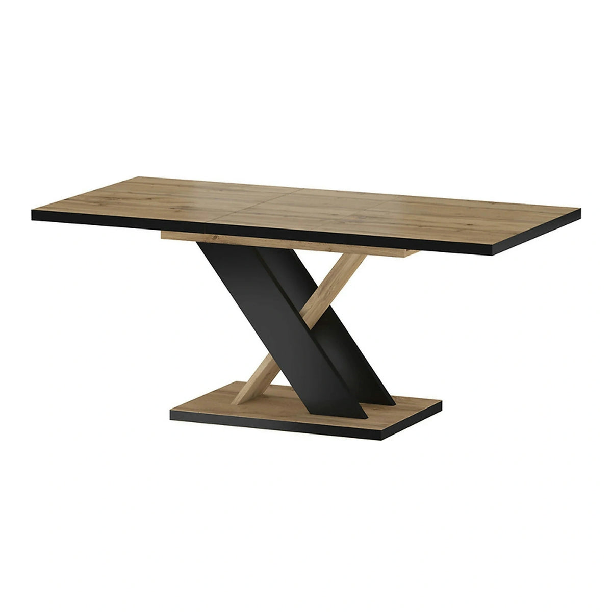 Masa extensibila ERYK, stejar artisan/negru, PAL laminat, 138/178x85x76 cm