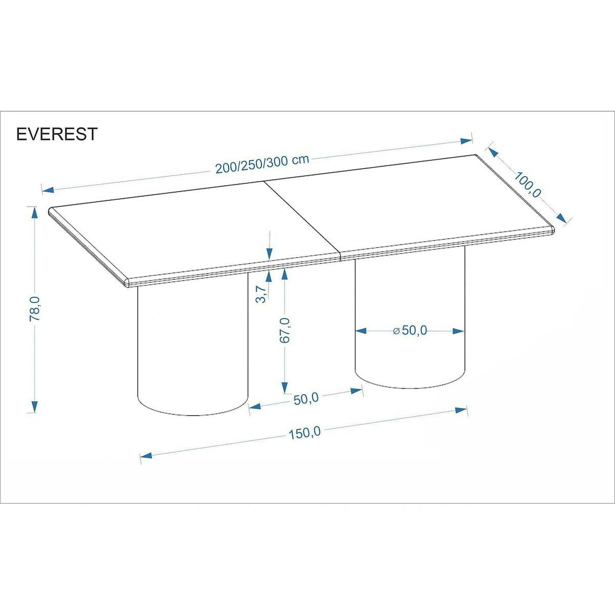 Masa extensibila EVEREST, stejar natural, PAL laminat/furnir, 200/300x100x78 cm