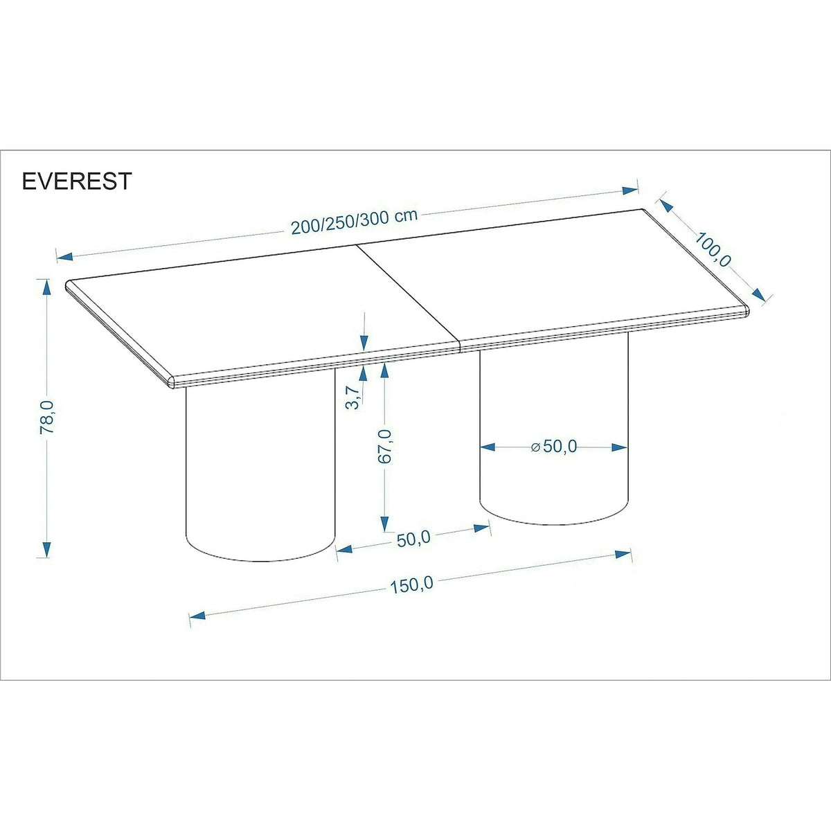 Masa extensibila EVEREST, stejar natural, PAL laminat/furnir, 200/300x100x78 cm