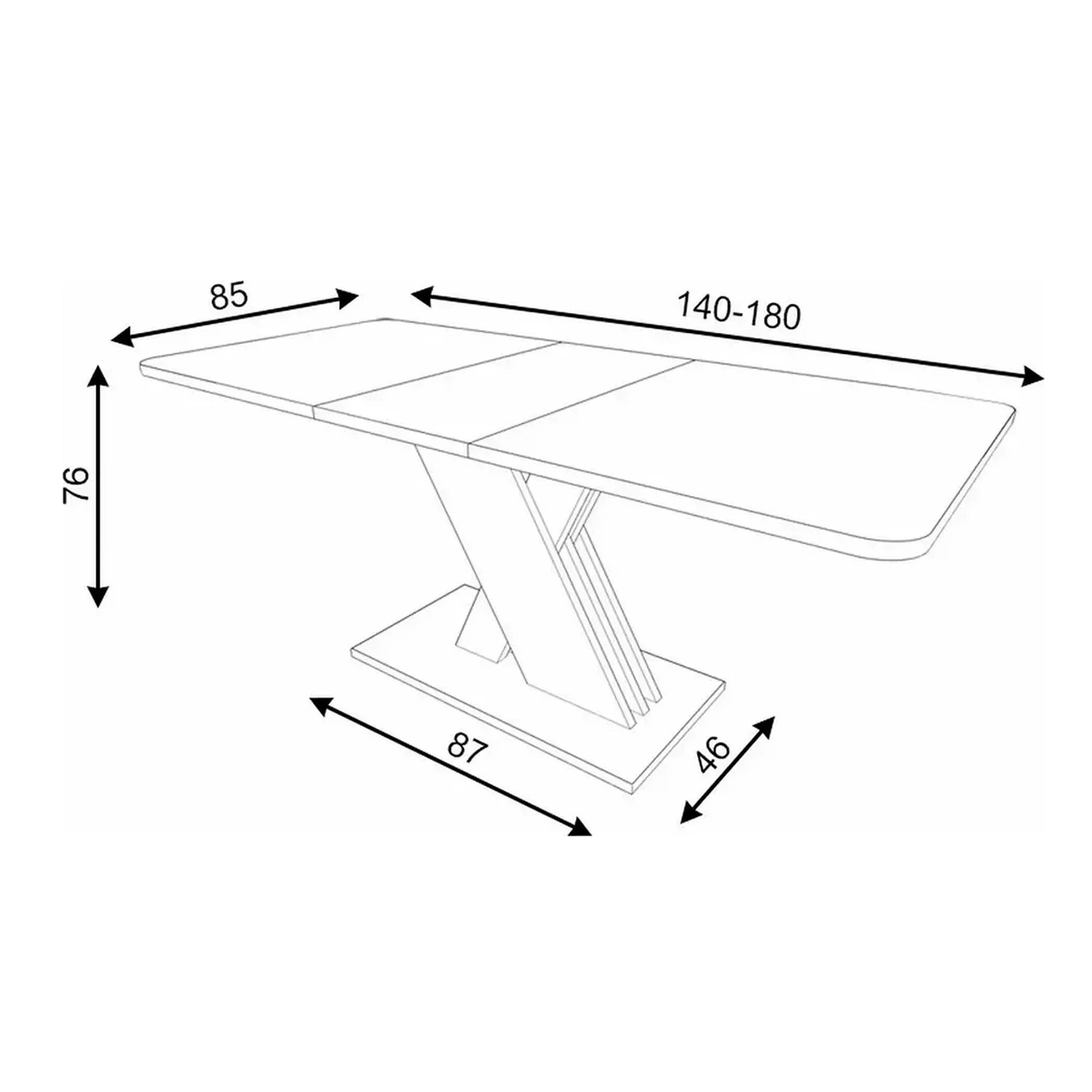 Masa extensibila EXEL, stejar artisan/gri antracit, PAL laminat, 140/180x85x76 cm