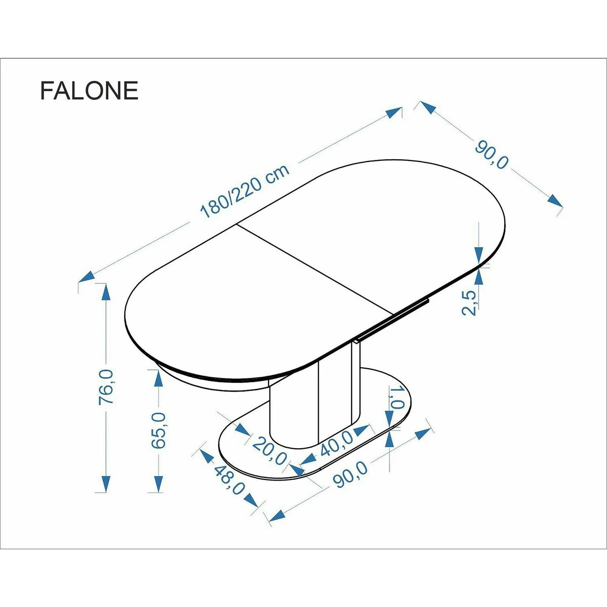 Masa extensibila FALONE, travertin/casmir, piatra sinterizata/metal, 180/220x90x76 cm