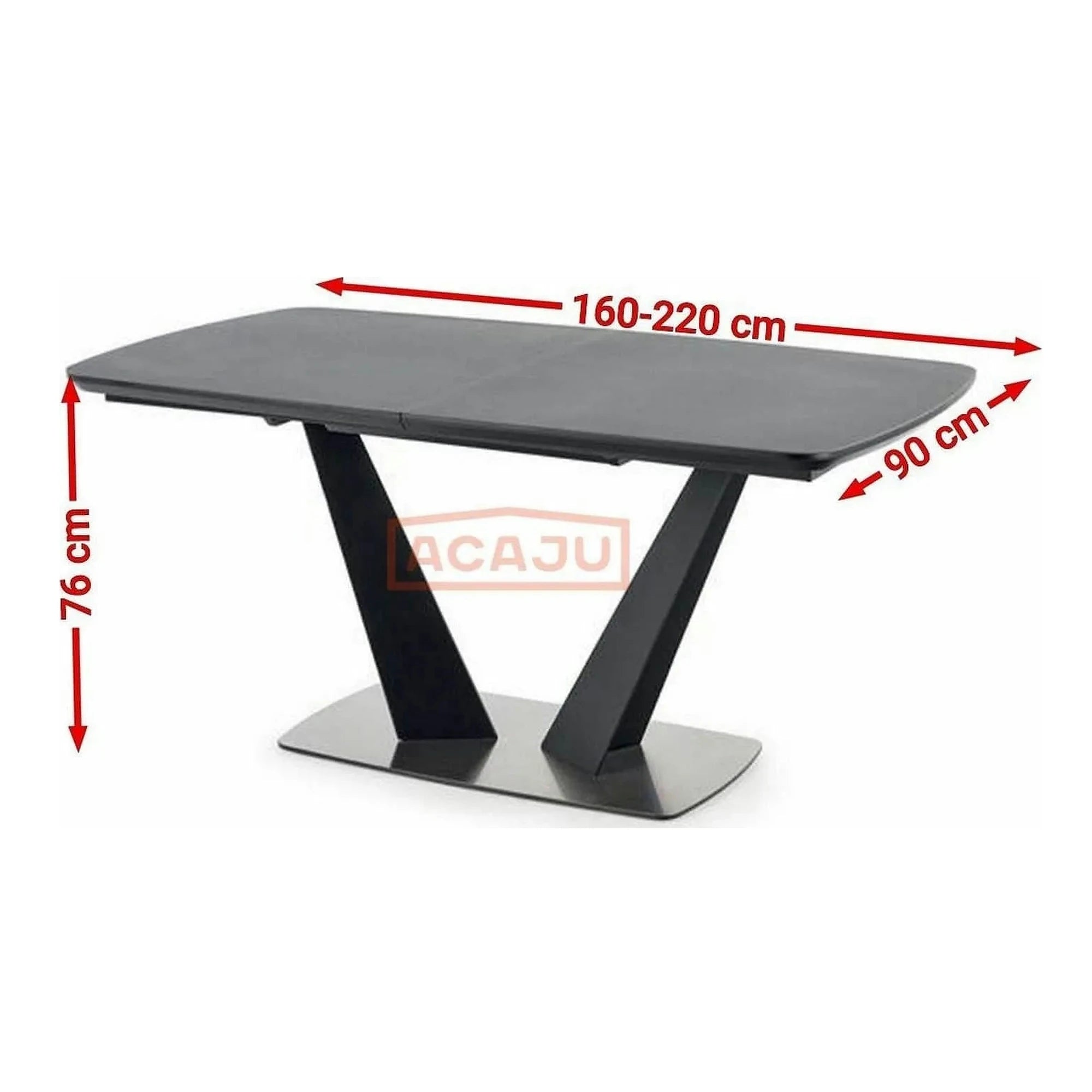 Masa extensibila Fangor, gri inchis/negru, 160-220/90/76 cm