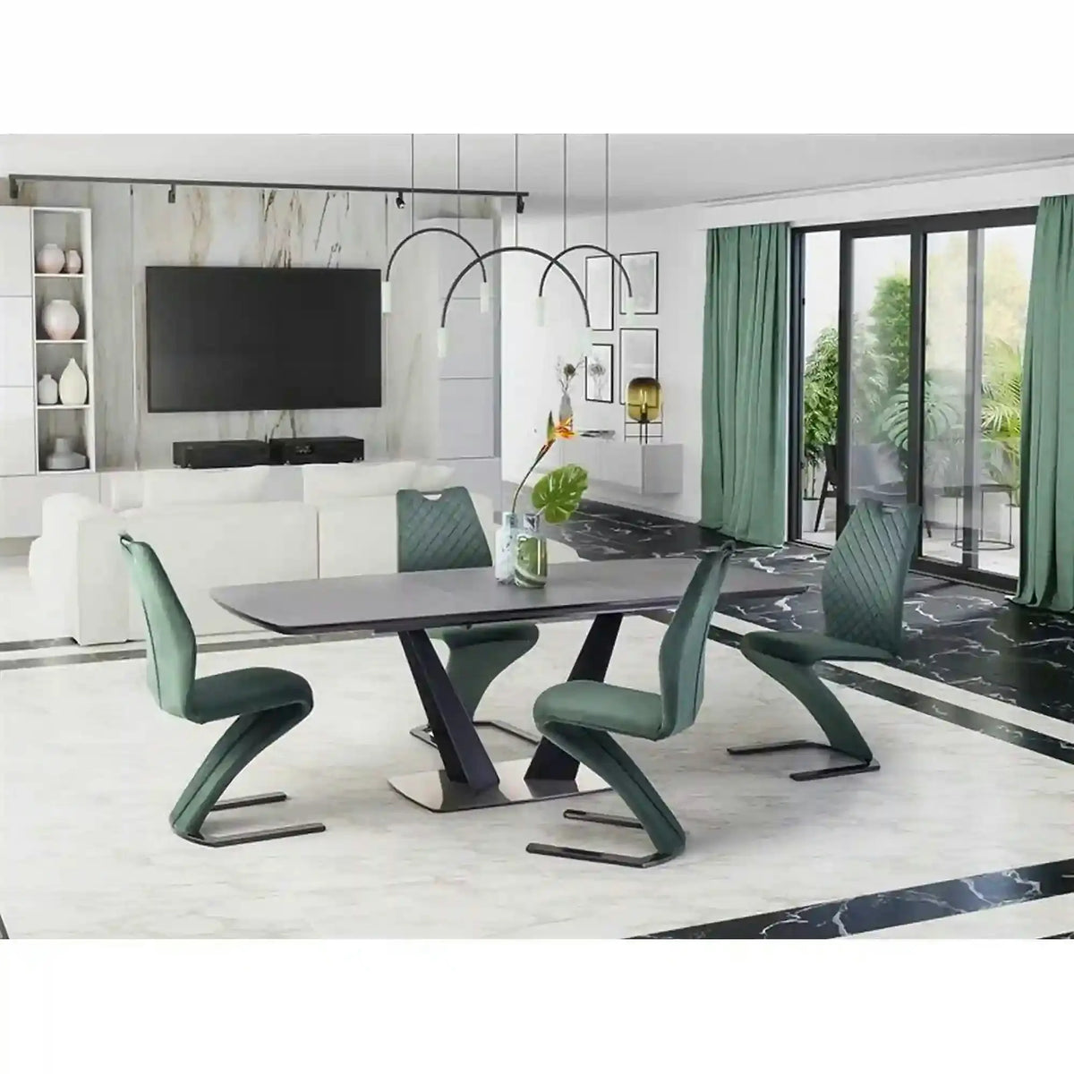 Masa extensibila Fangor, gri inchis/negru, 160-220/90/76 cm