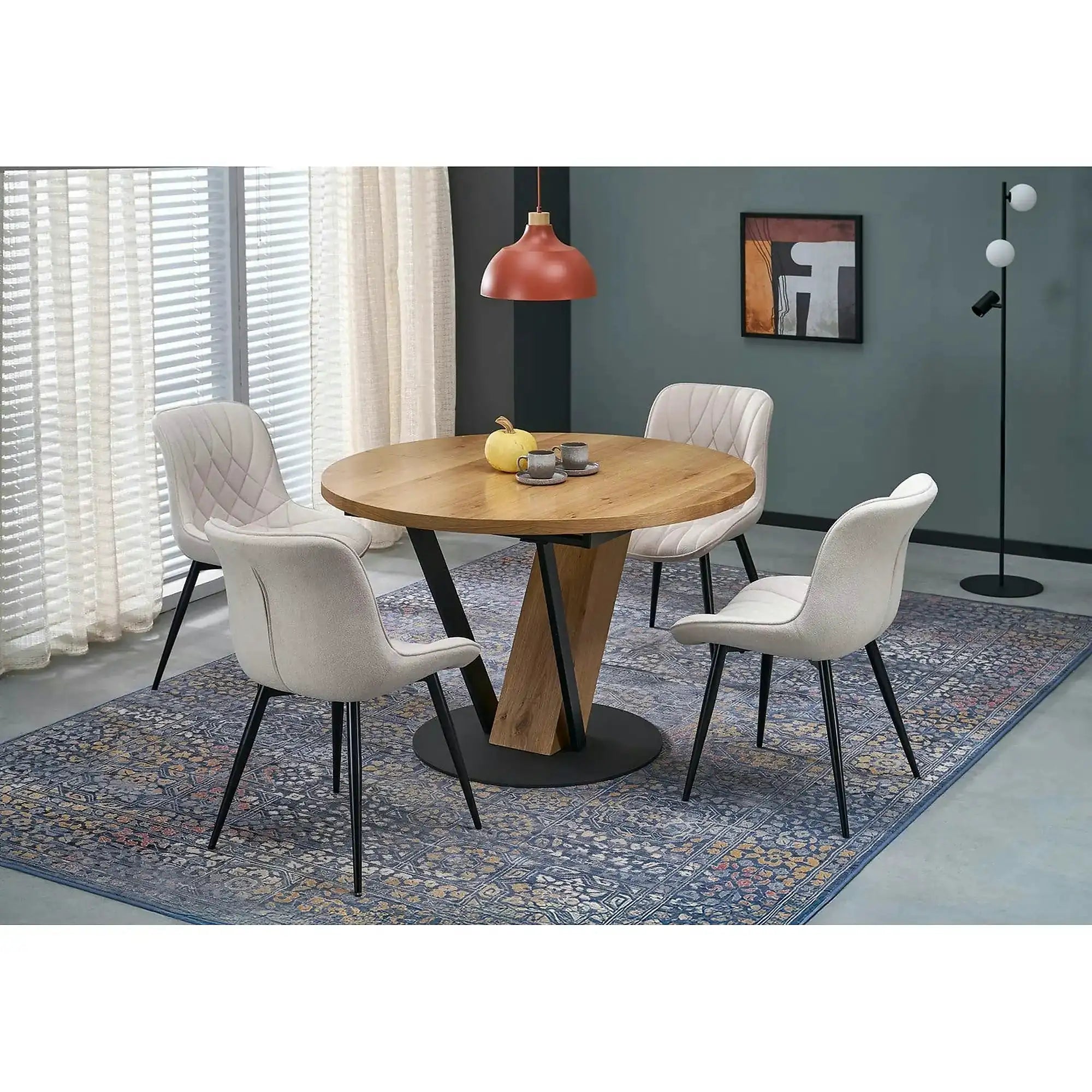 Masa extensibila FANIS, stejar/negru, 120/160x120x78 cm