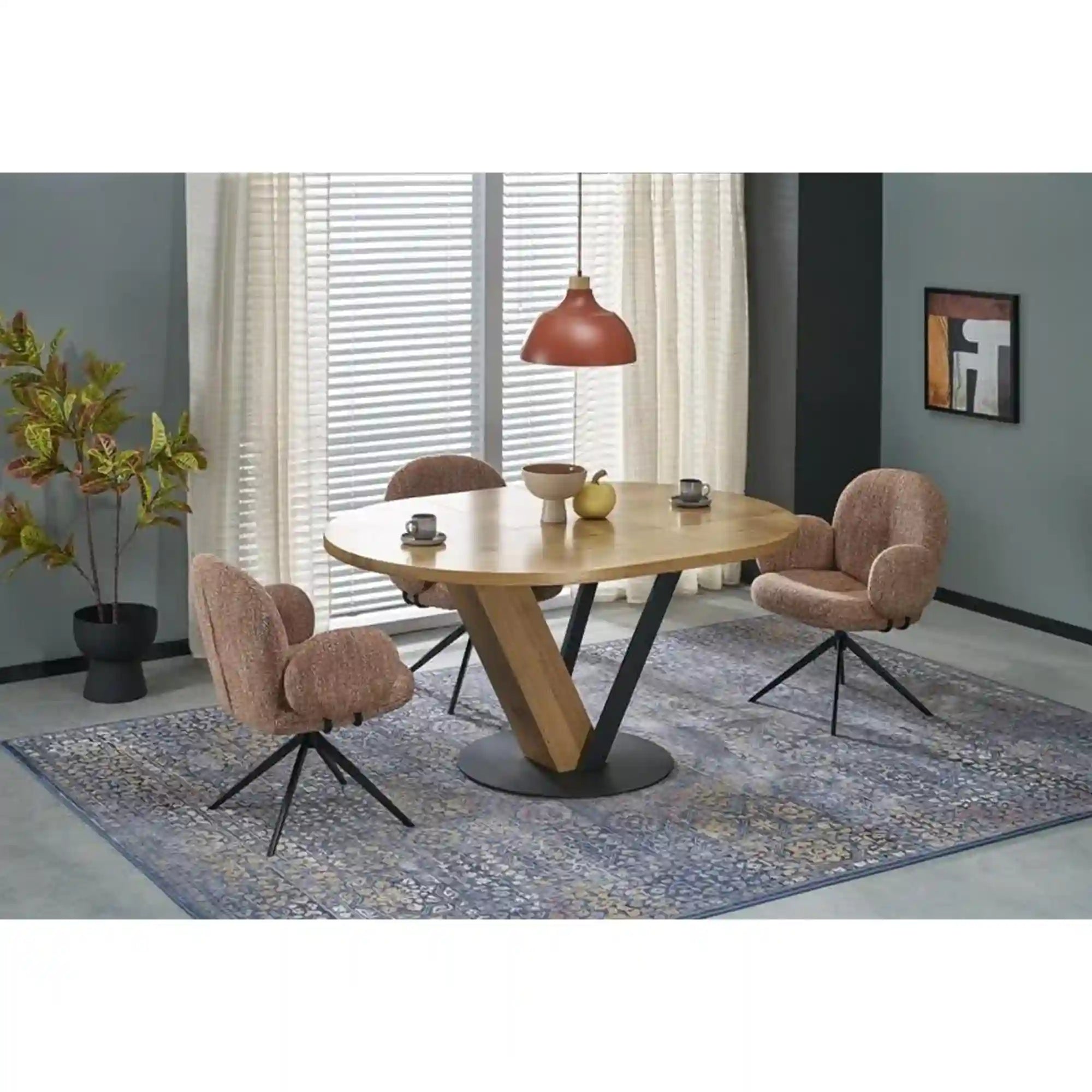 Masa extensibila FANIS, stejar/negru, 120/160x120x78 cm