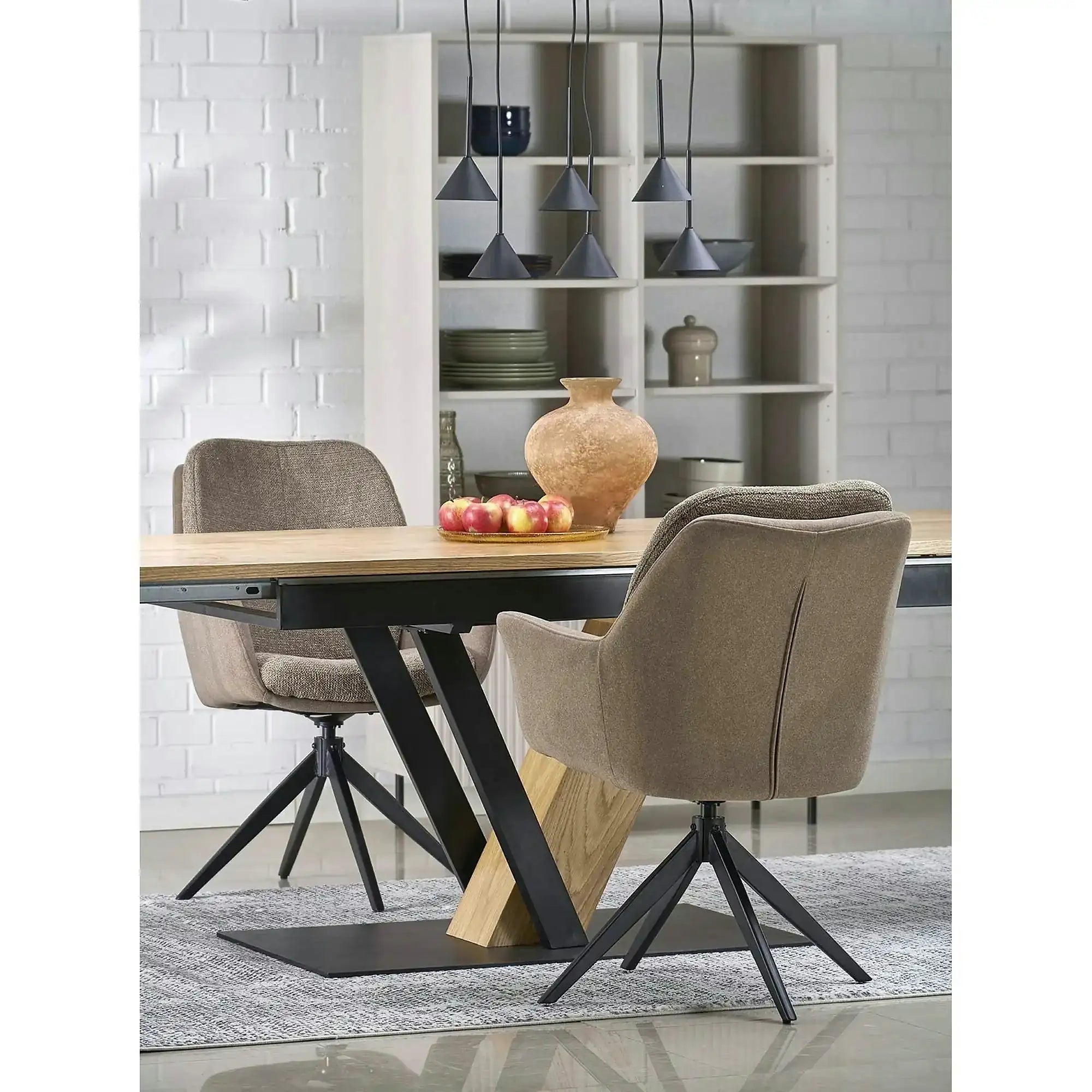 Masa extensibila FANIS, stejar/negru, 160/220x90x78 cm
