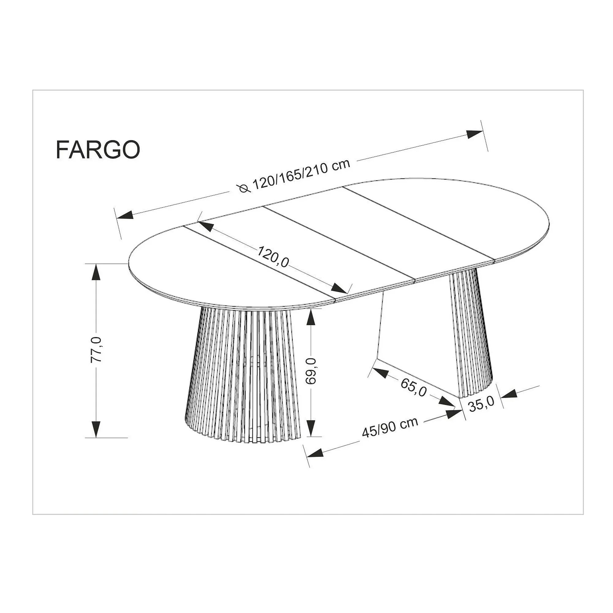 Masa extensibila FARGO, stejar, 120/210x120x77 cm