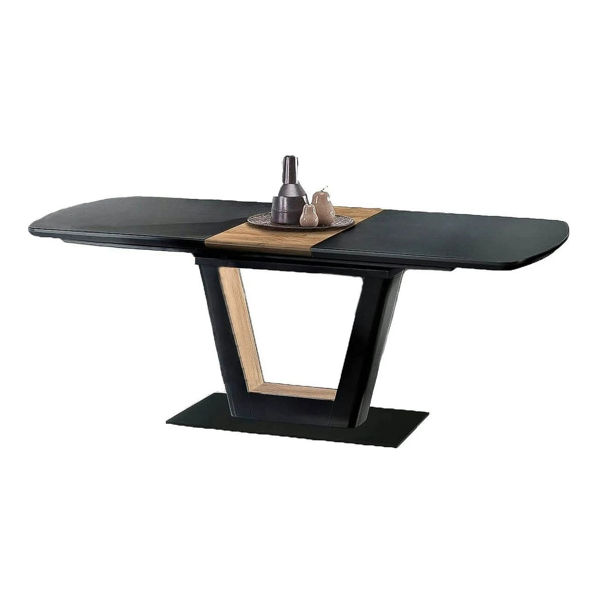 Masa extensibila FARREL, nuc/negru, 160/200x90x77 cm