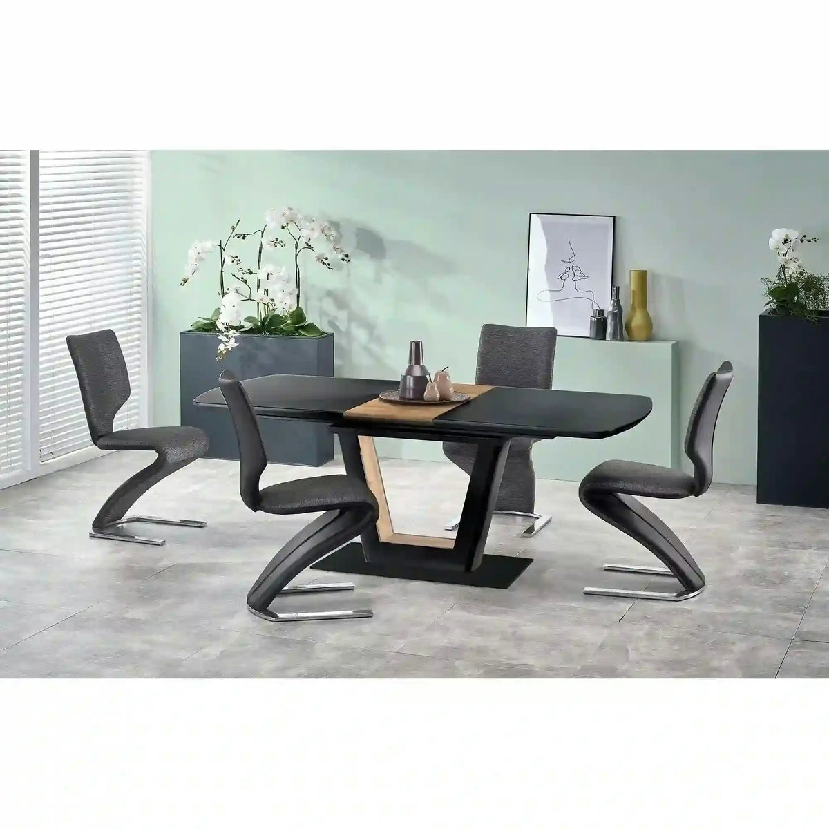 Masa extensibila FARREL, nuc/negru, 160/200x90x77 cm