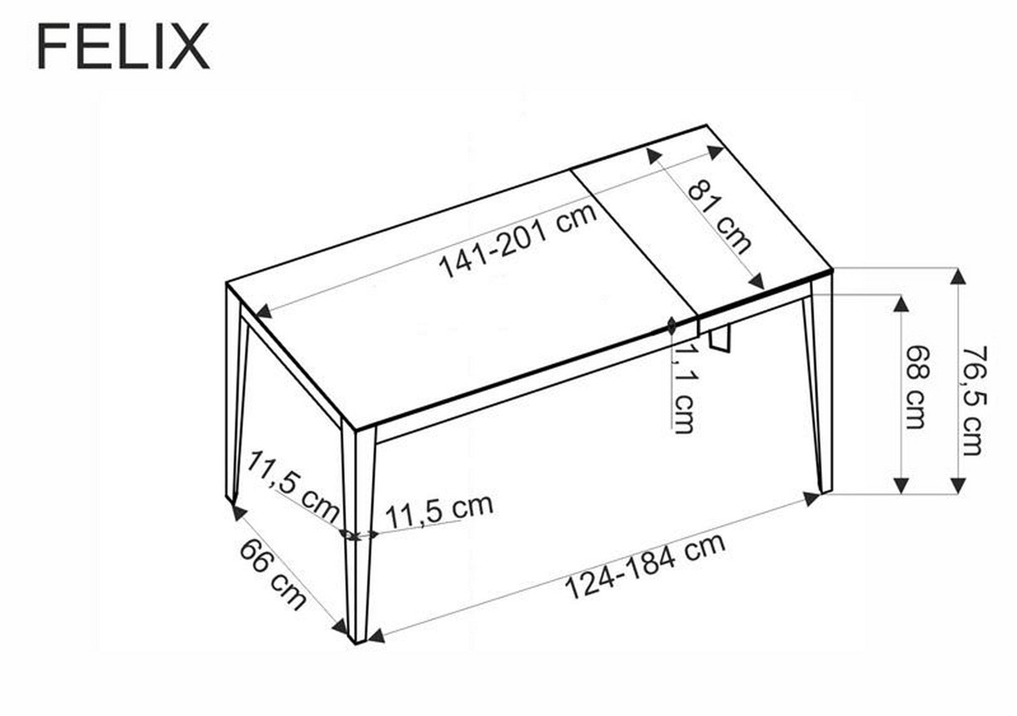 Masa extensibila FELIX, gri cu efect de marmura/negru, piatra sinterizata/metal, 141-201x81x76 cm