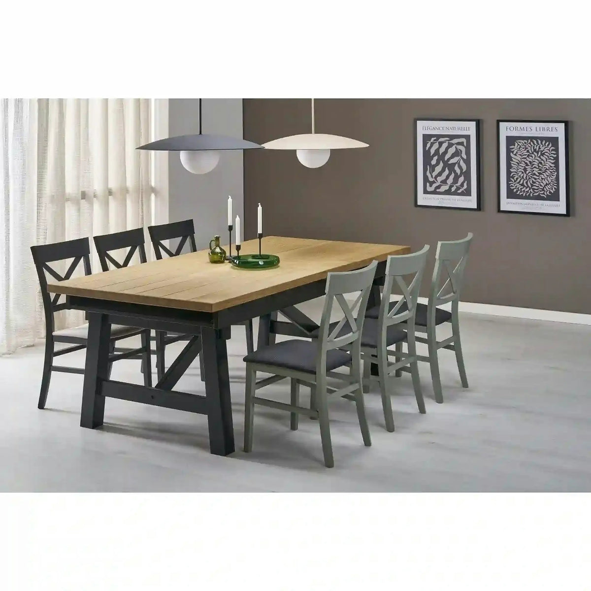 Masa extensibila FIESTA, stejar natural/negru, 200/280x100x77 cm