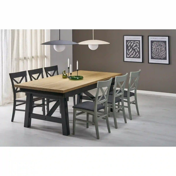 Masa extensibila FIESTA, stejar natural/negru, 200/280x100x77 cm