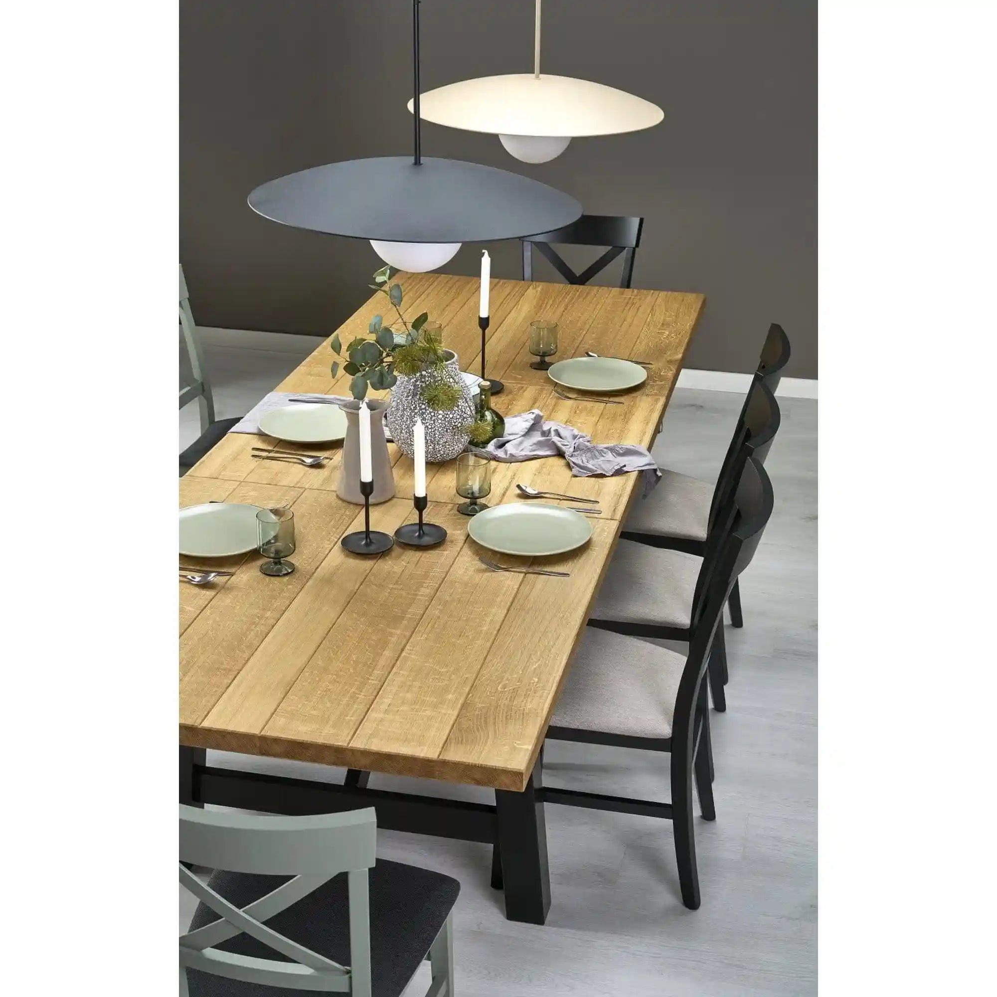 Masa extensibila FIESTA, stejar natural/negru, 200/280x100x77 cm