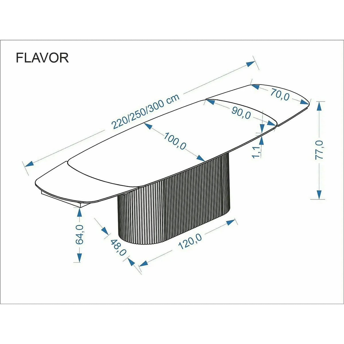 Masa extensibila FLAVOR, efect marmura alba/nuc, ceramica/sticla, 200/300x100x77 cm