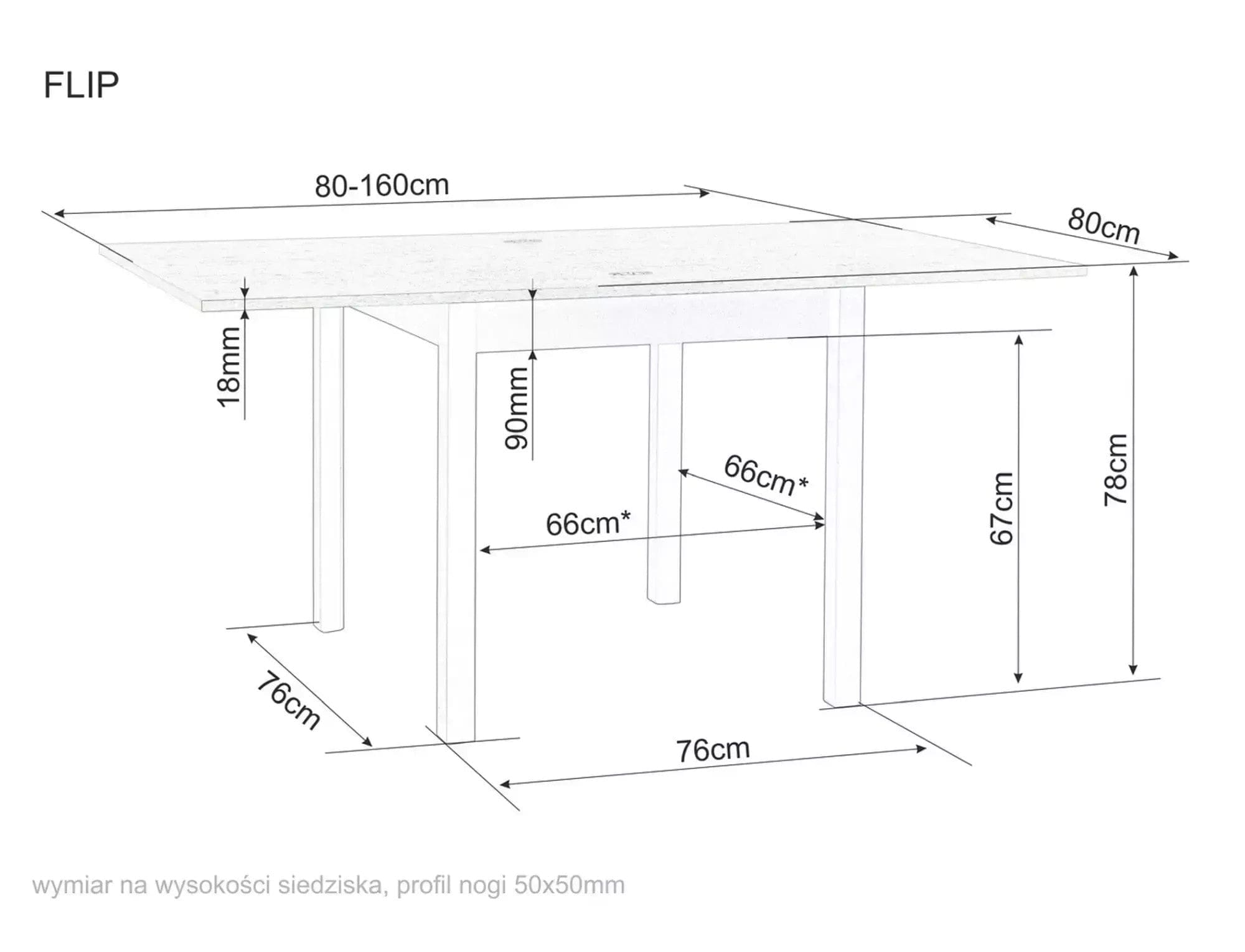 Masa extensibila FLIP, casmir/stejar, PAL laminat, 80/160x80x78 cm