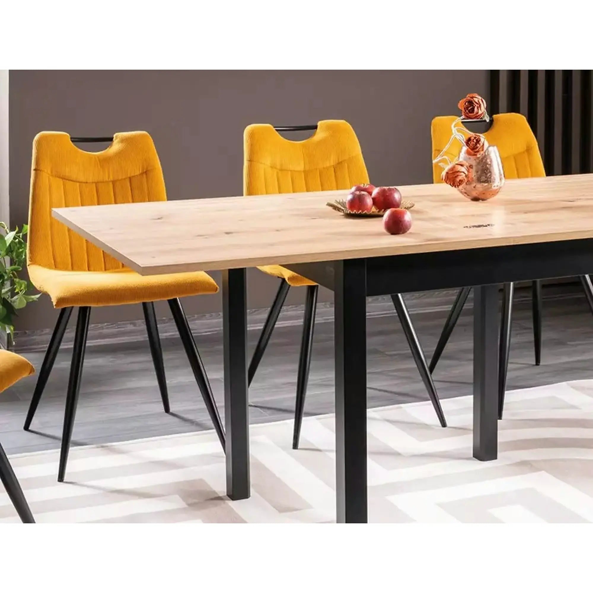 Masa extensibila FLIP, stejar artisan/negru, PAL laminat, 80/160x80x78 cm