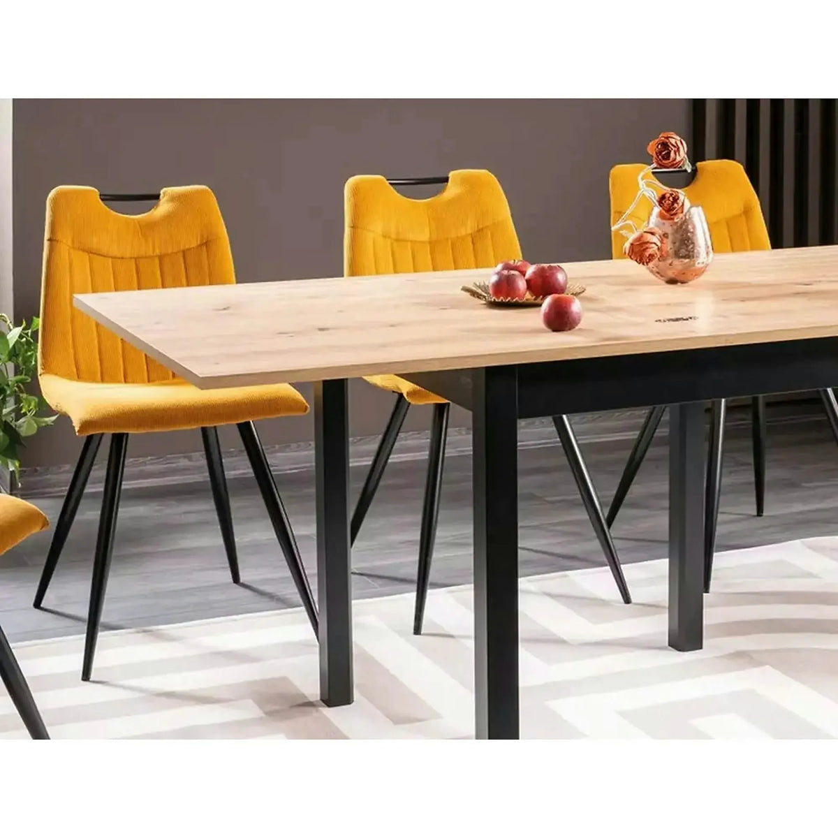 Masa extensibila FLIP, stejar artisan/negru, PAL laminat, 80/160x80x78 cm