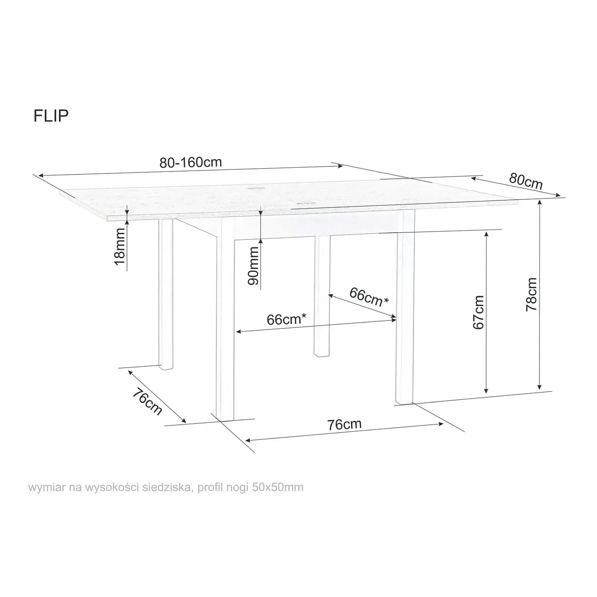 Masa extensibila FLIP, stejar/casmir, PAL laminat, 80/160x80x78 cm