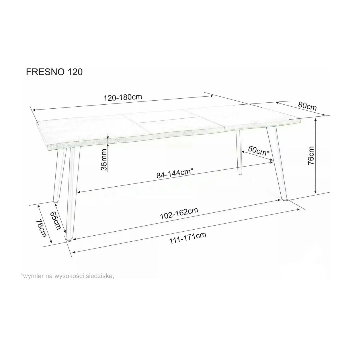 Masa extensibila FRESNO, stejar artisan/negru, 120/180x80x76 cm