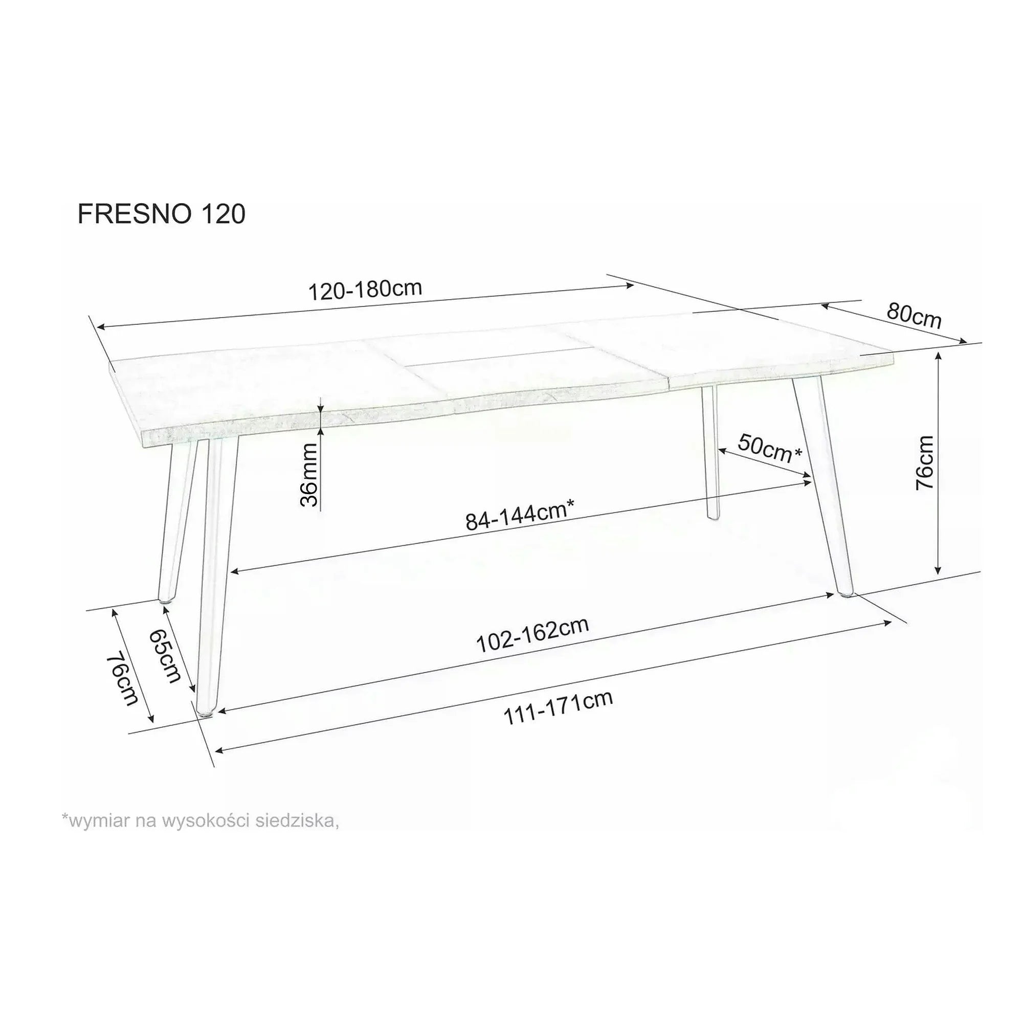 Masa extensibila FRESNO, stejar artisan/negru, 120/180x80x76 cm