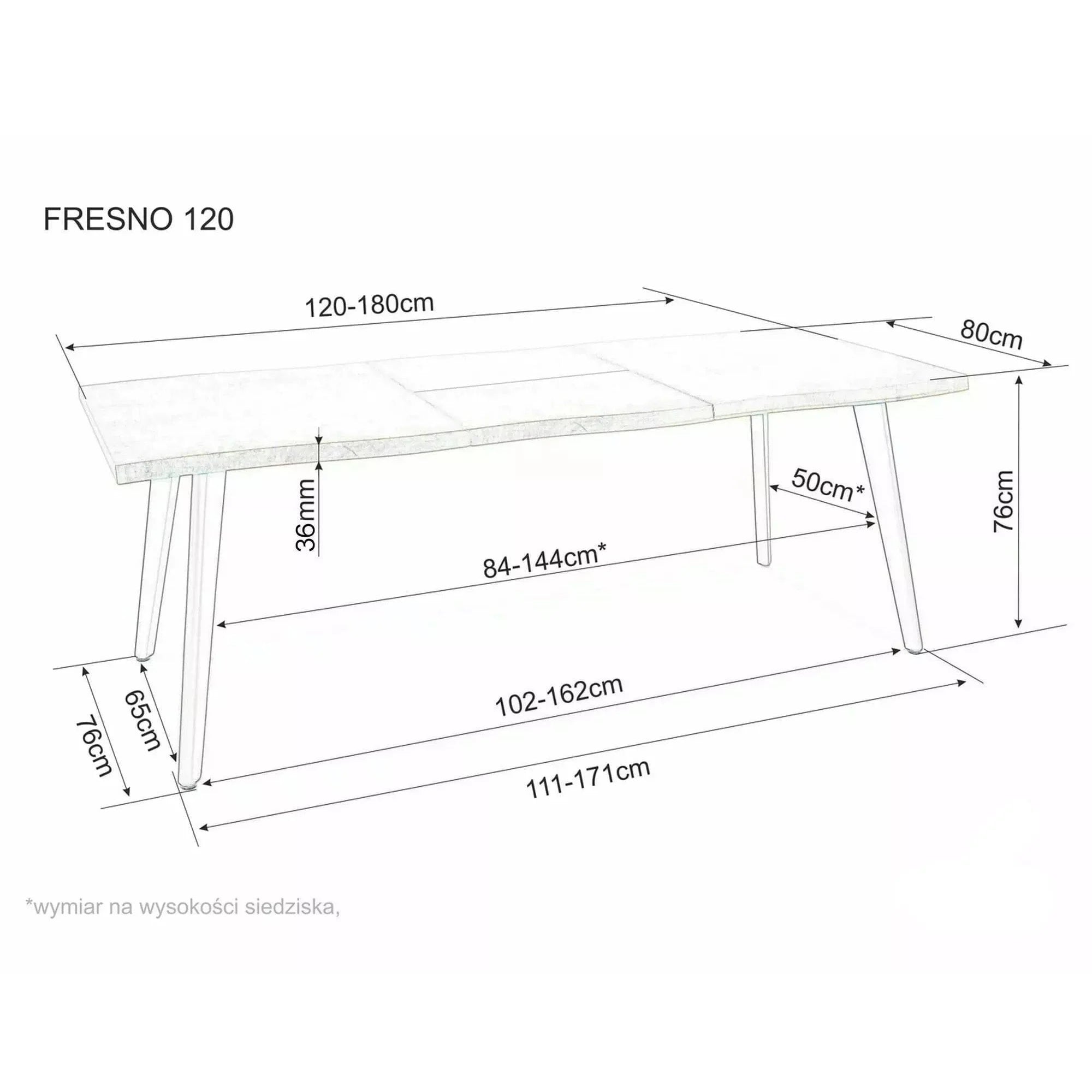Masa extensibila FRESNO, stejar artisan/negru, 120/180x80x76 cm