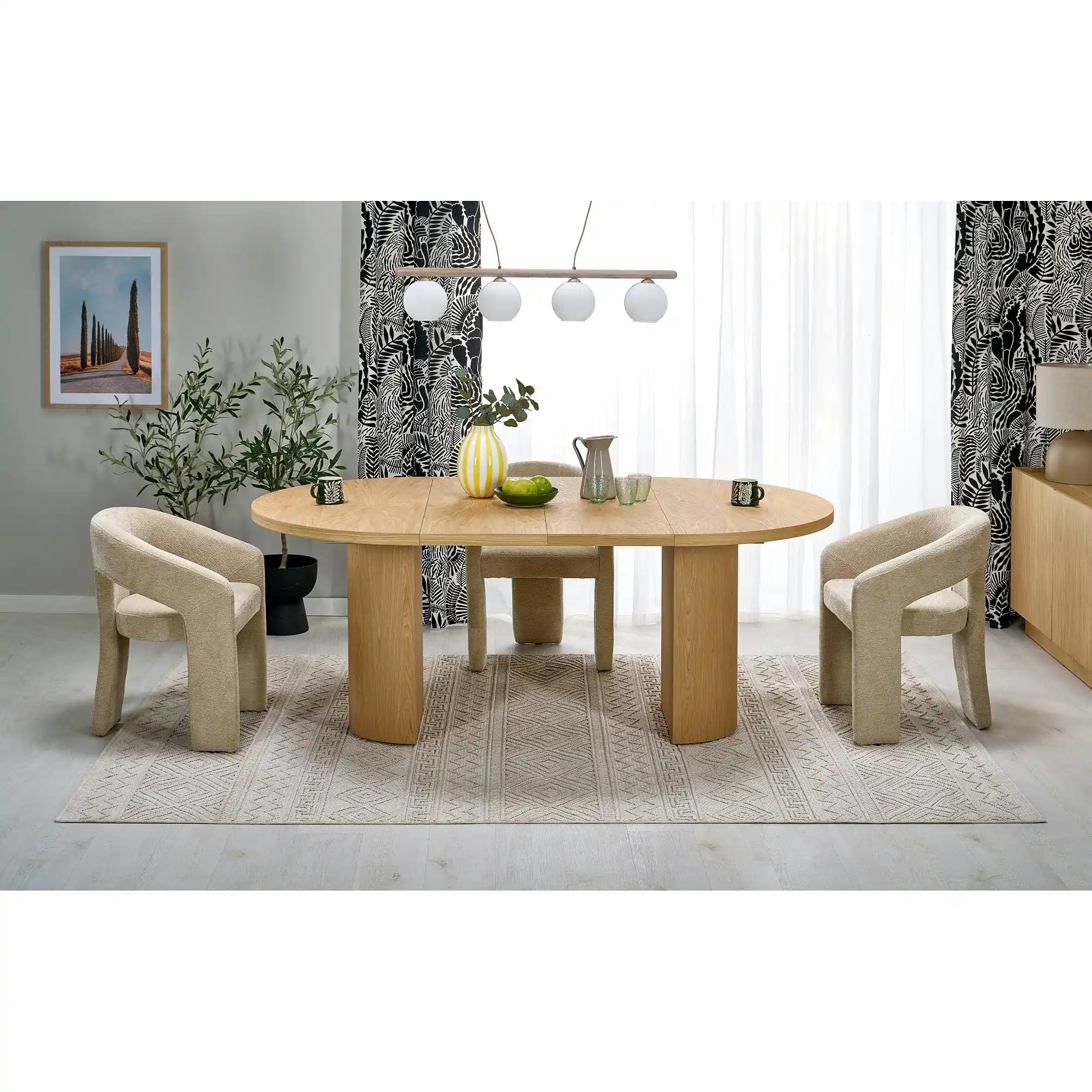 Masa extensibila GARIBALDI, stejar natural, PAL laminat/furnir, 120/200x120x79 cm