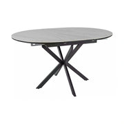 Masa extensibila GASTON, alb mat cu efect de marmura, ceramica/metal, 100/135x100x76 cm