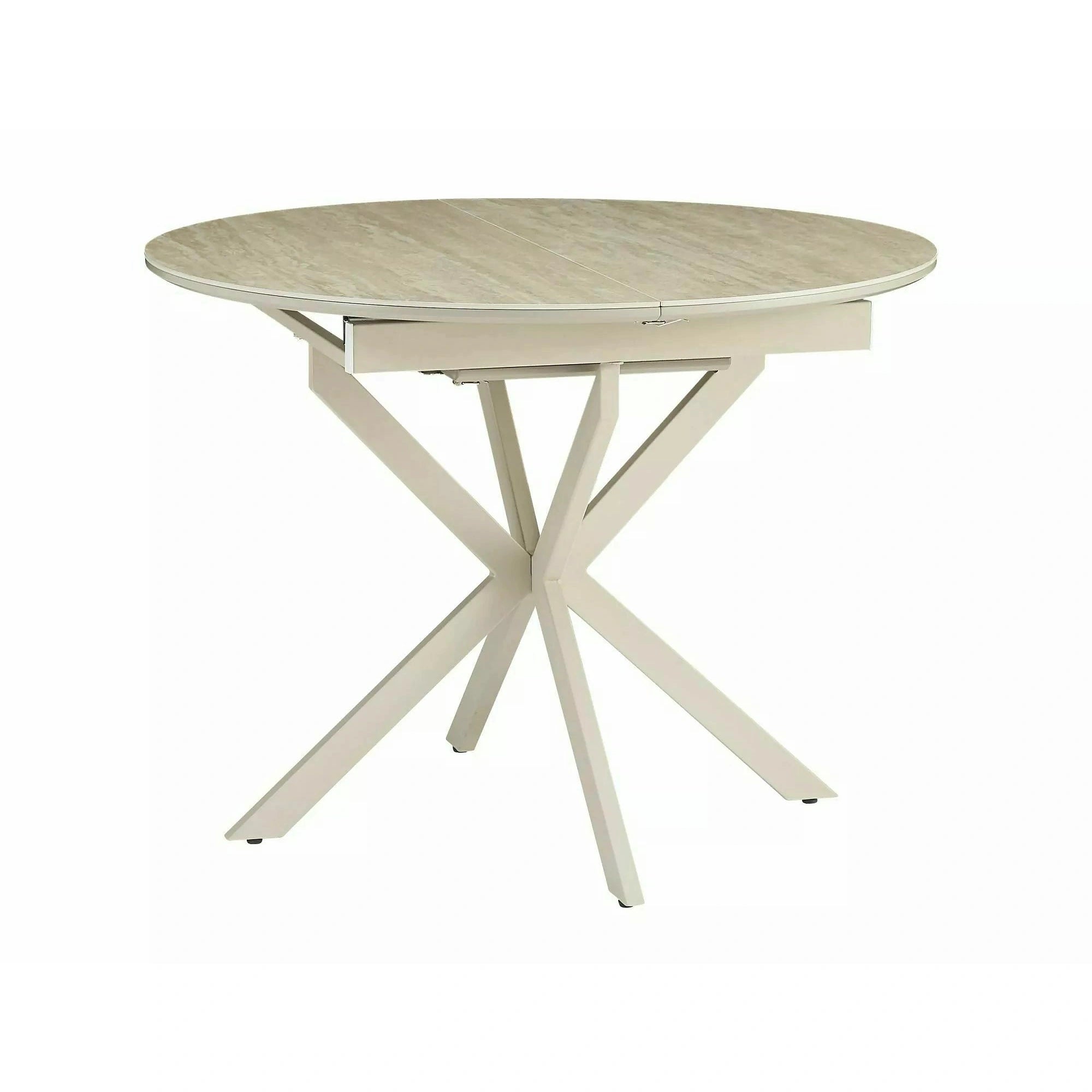 Masă extensibilă GASTON, bej/cașmir, ceramică/metal/MDF, 100–135x100x76 cm