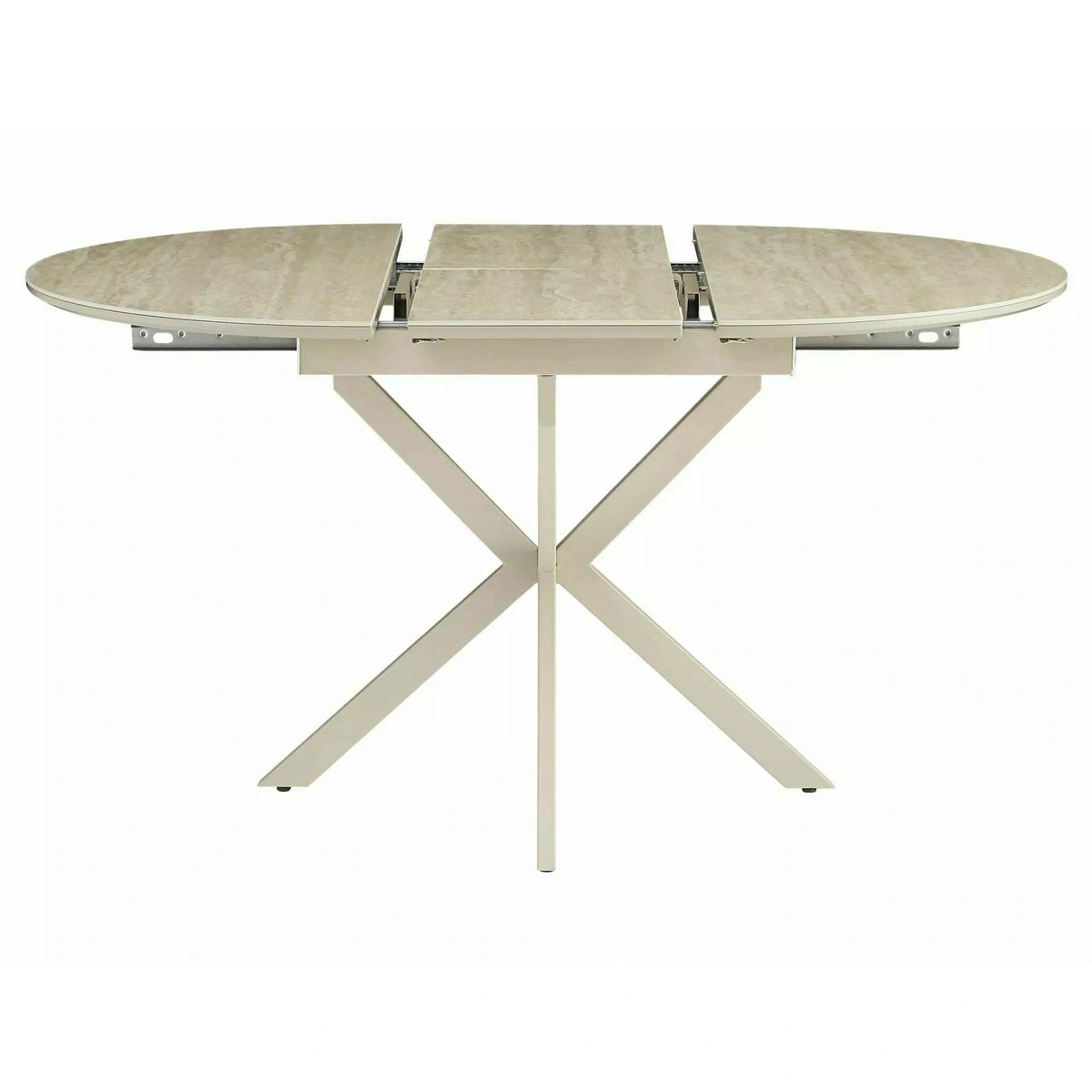 Masă extensibilă GASTON, bej/cașmir, ceramică/metal/MDF, 100–135x100x76 cm