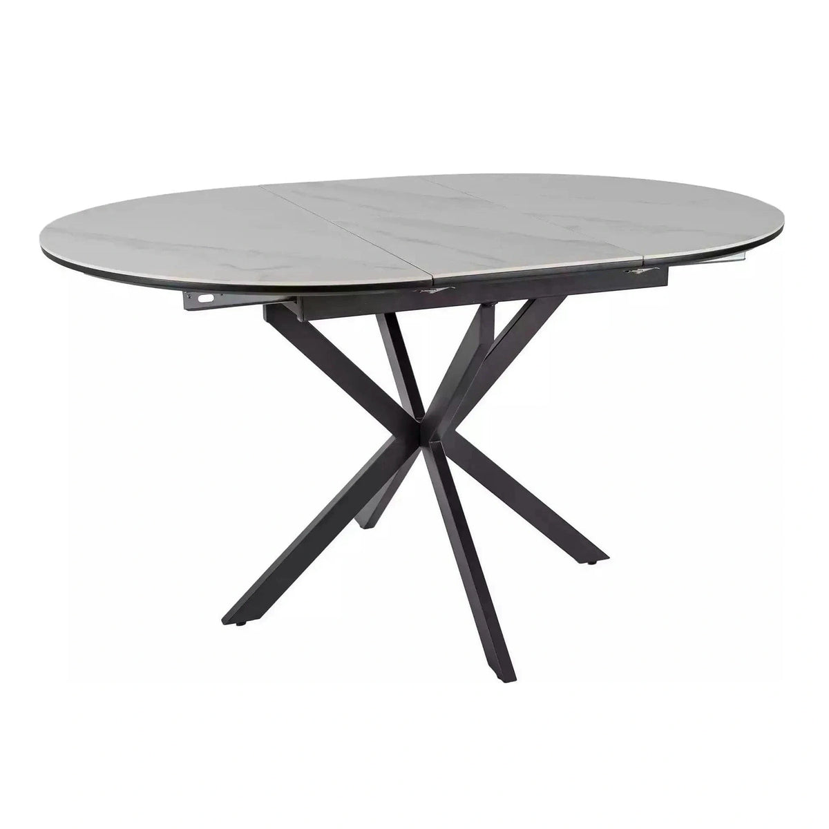 Masa extensibila GASTON, gri mat cu efect de marmura, ceramica/metal, 100/135x100x76 cm