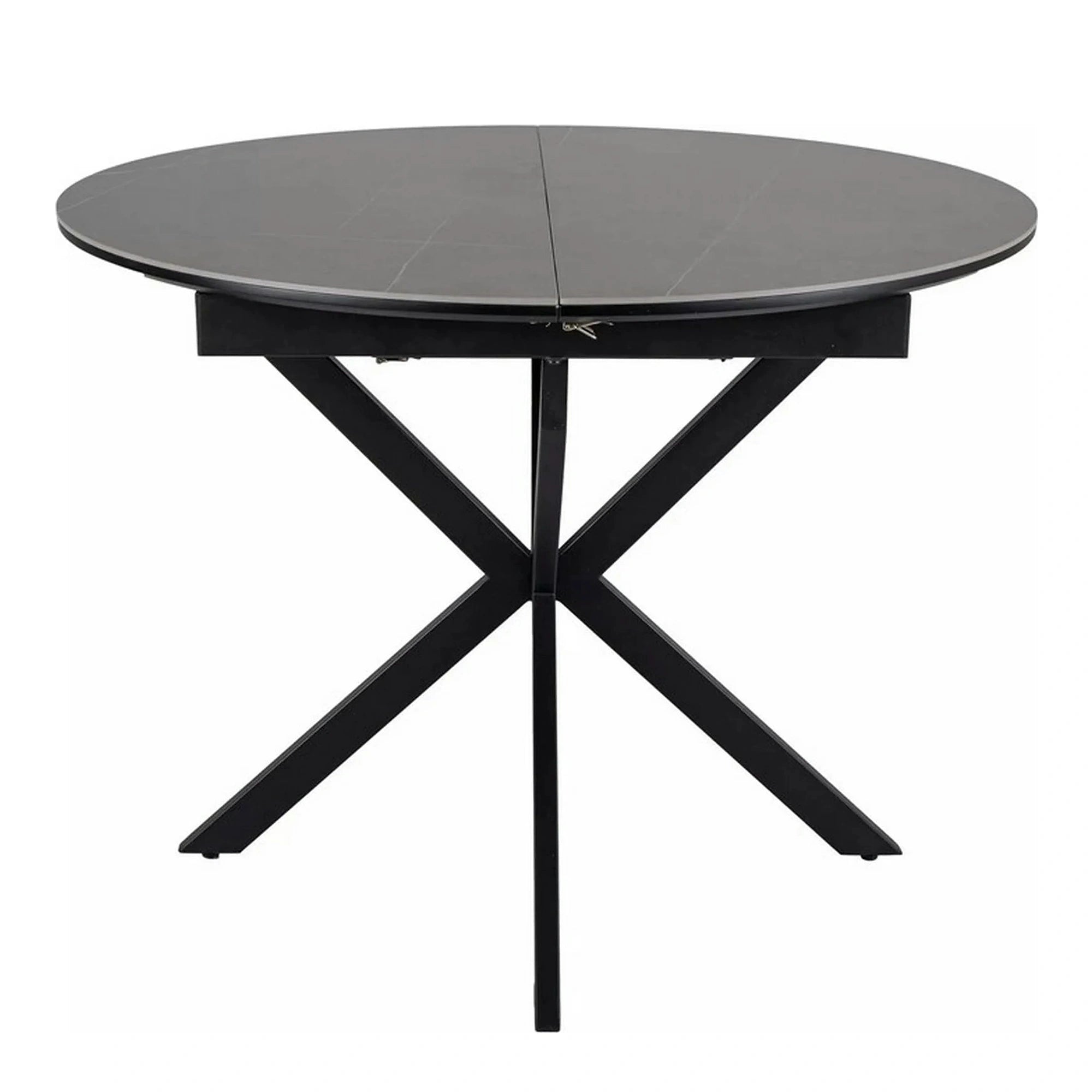 Masa extensibila GASTON, gri mat cu efect de marmura, ceramica/metal, 100/135x100x76 cm