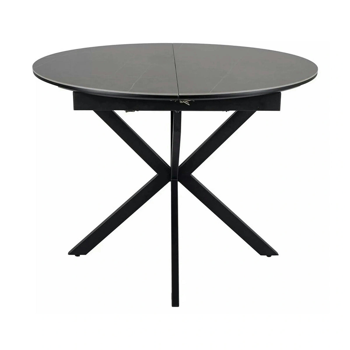 Masa extensibila GASTON, gri mat cu efect de marmura, ceramica/metal, 100/135x100x76 cm