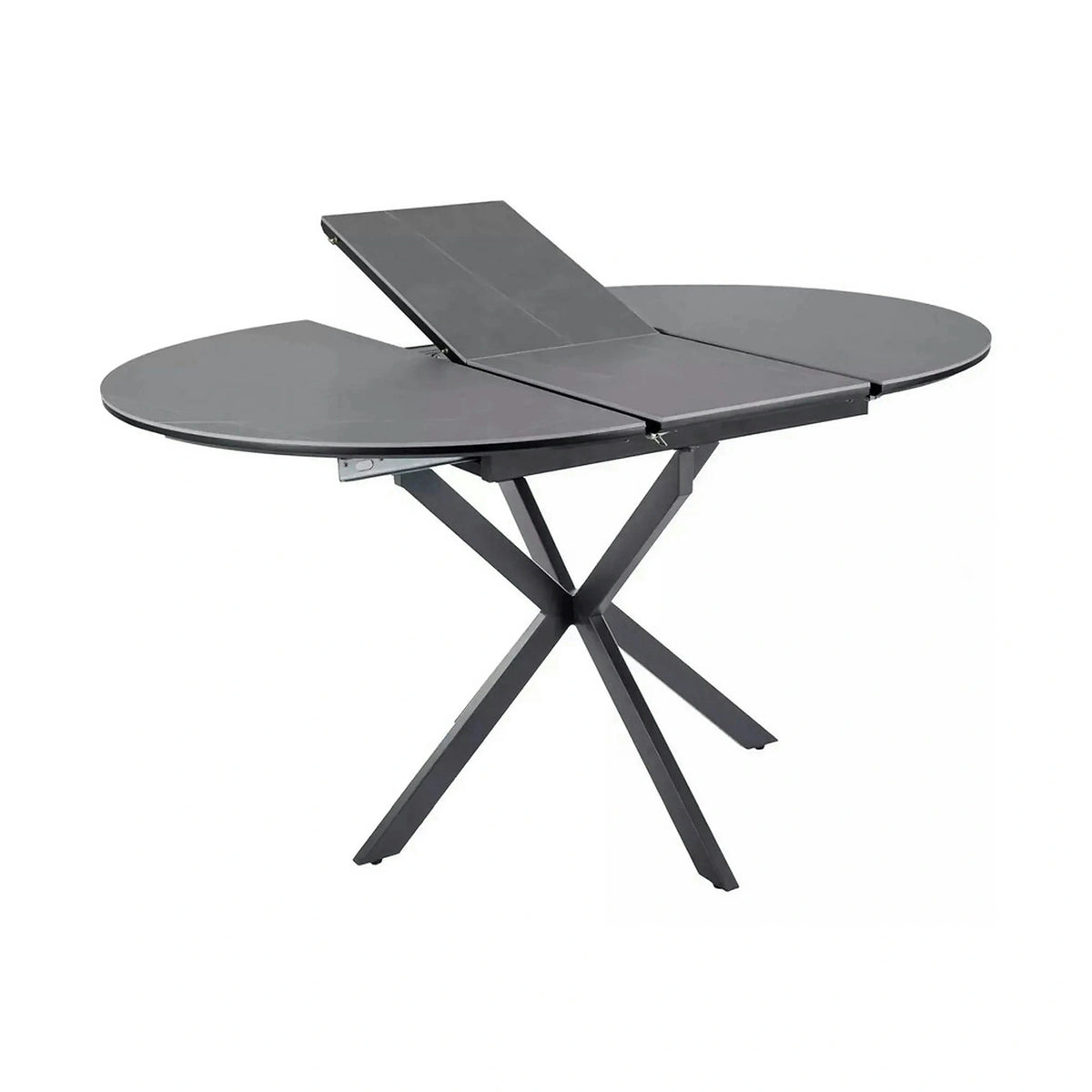 Masa extensibila GASTON, gri mat cu efect de marmura, ceramica/metal, 100/135x100x76 cm