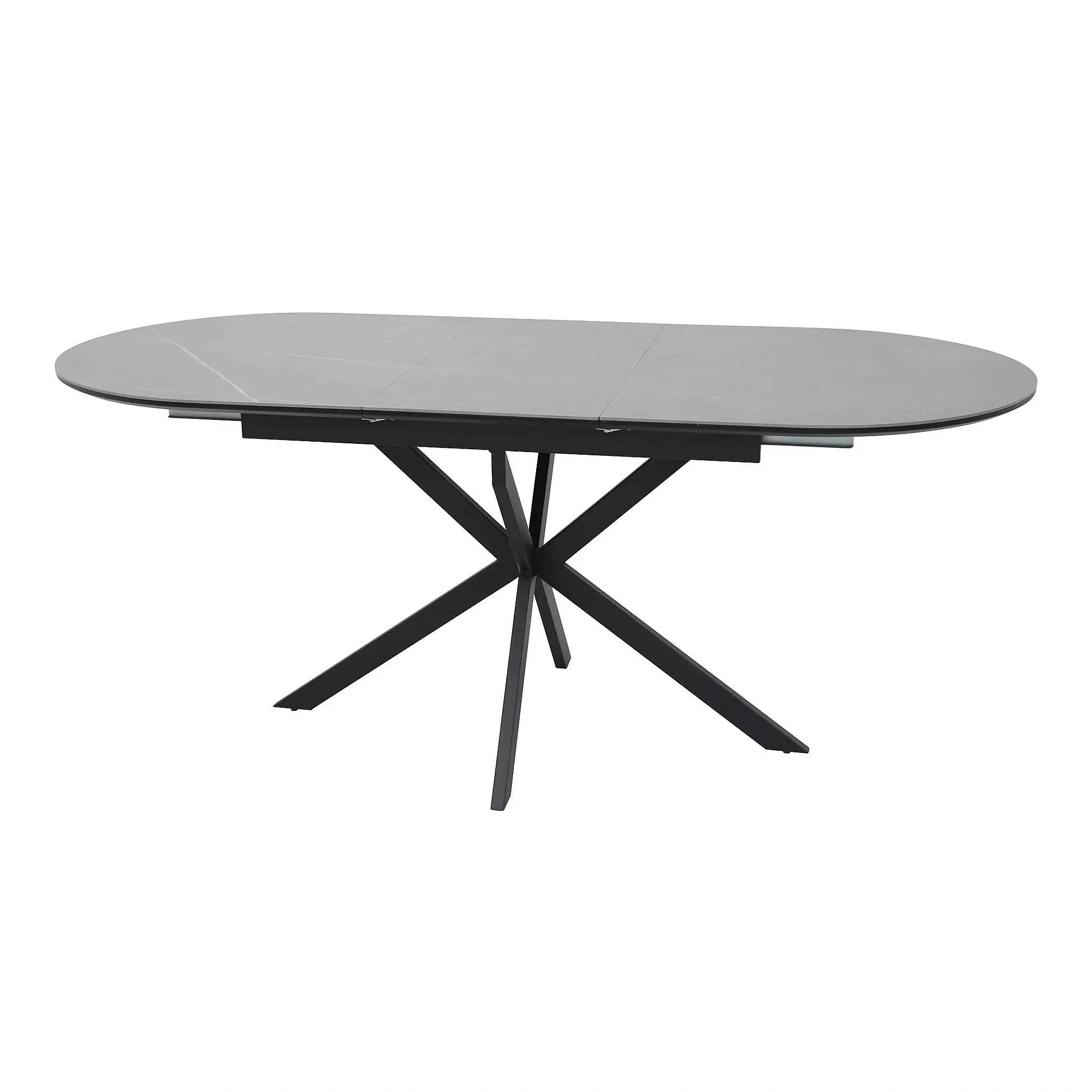Masa extensibila GASTON, gri mat cu efect de marmura, ceramica/metal, 140/180x80x76 cm