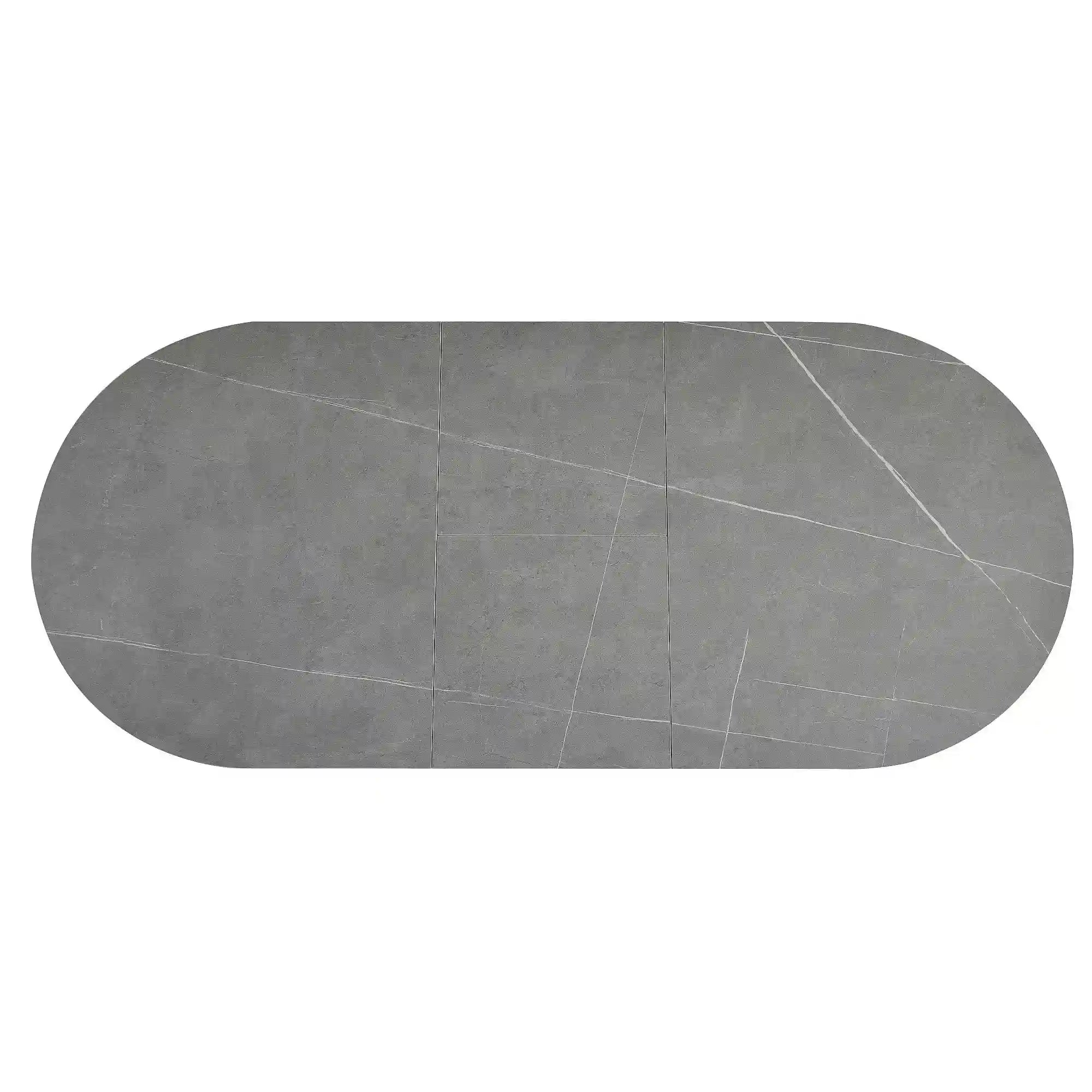Masa extensibila GASTON, gri mat cu efect de marmura, ceramica/metal, 140/180x80x76 cm