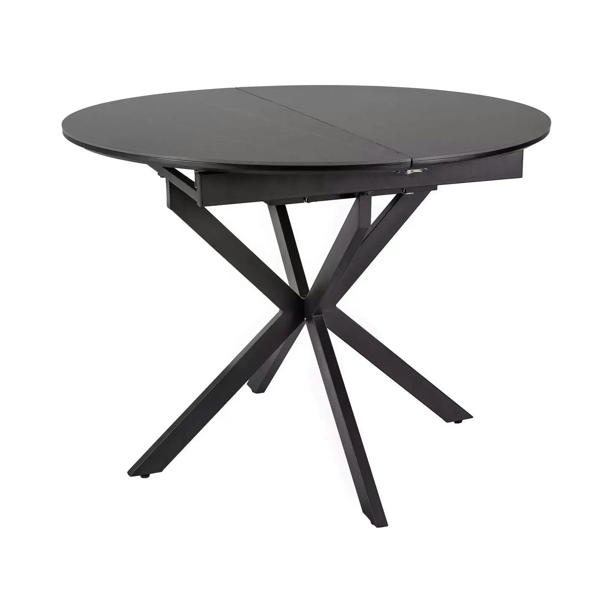 Masa extensibila GASTON, negru mat cu efect de marmura, ceramica/metal, 100/135x100x76 cm
