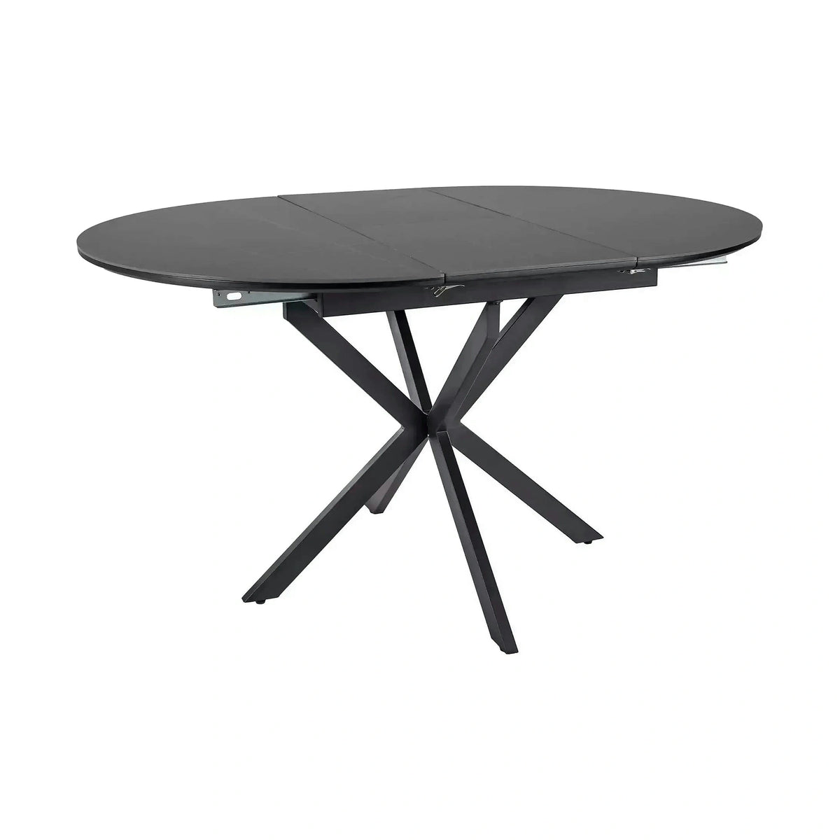 Masa extensibila GASTON, negru mat cu efect de marmura, ceramica/metal, 100/135x100x76 cm