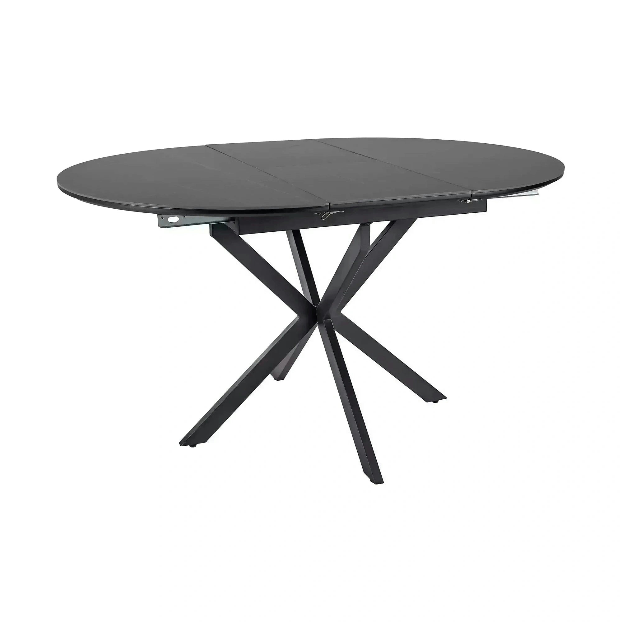 Masa extensibila GASTON, negru mat cu efect de marmura, ceramica/metal, 100/135x100x76 cm