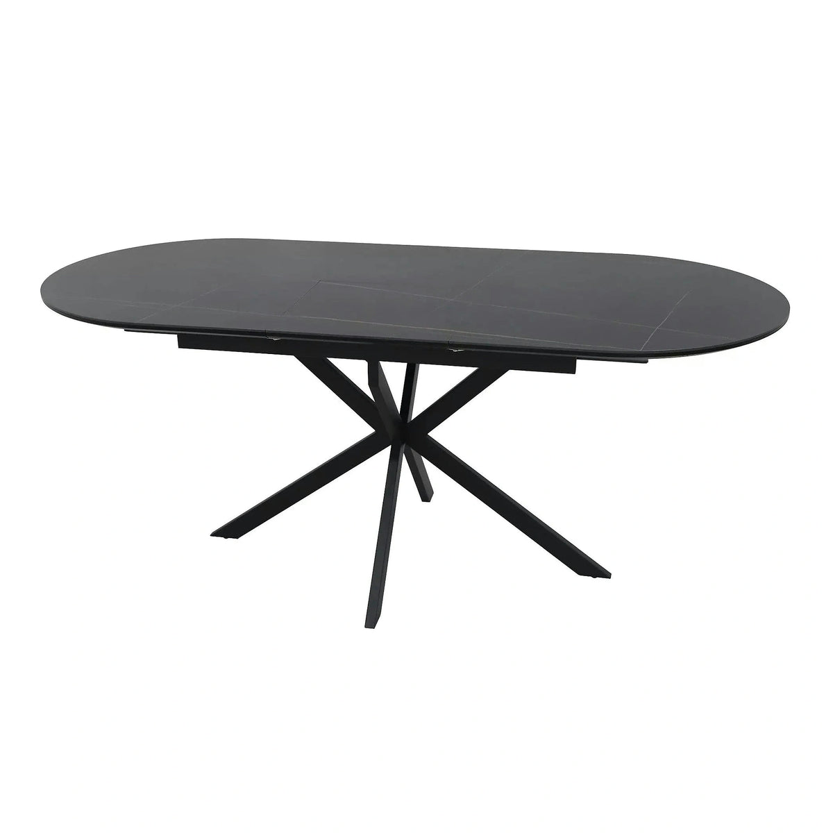 Masa extensibila GASTON, negru mat cu efect de marmura, ceramica/metal, 140/180x80x76 cm