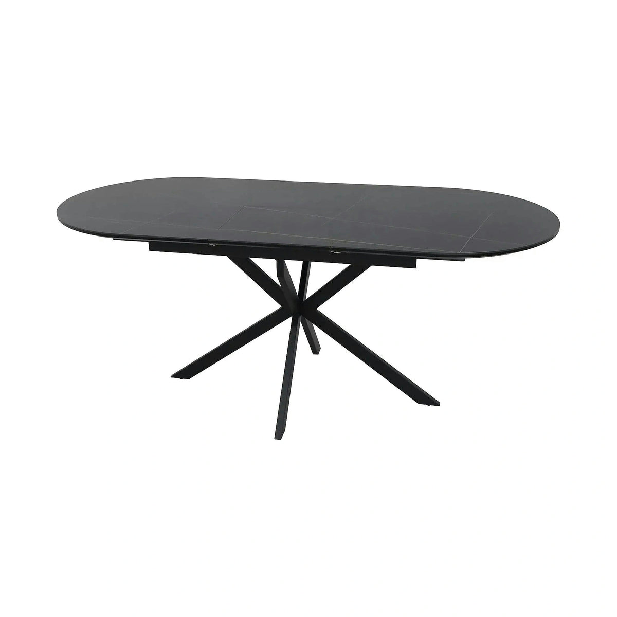 Masa extensibila GASTON, negru mat cu efect de marmura, ceramica/metal, 140/180x80x76 cm