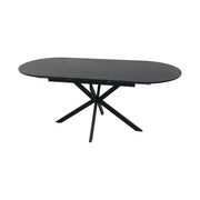Masa extensibila GASTON, negru mat cu efect de marmura, ceramica/metal, 140/180x80x76 cm