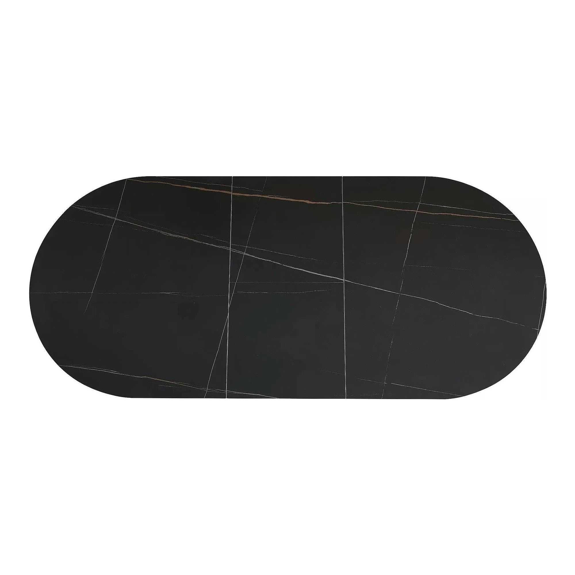 Masa extensibila GASTON, negru mat cu efect de marmura, ceramica/metal, 140/180x80x76 cm