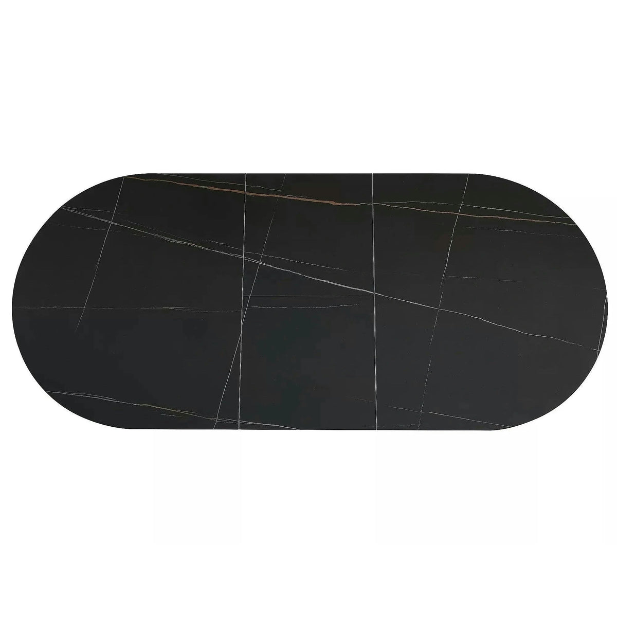 Masa extensibila GASTON, negru mat cu efect de marmura, ceramica/metal, 140/180x80x76 cm